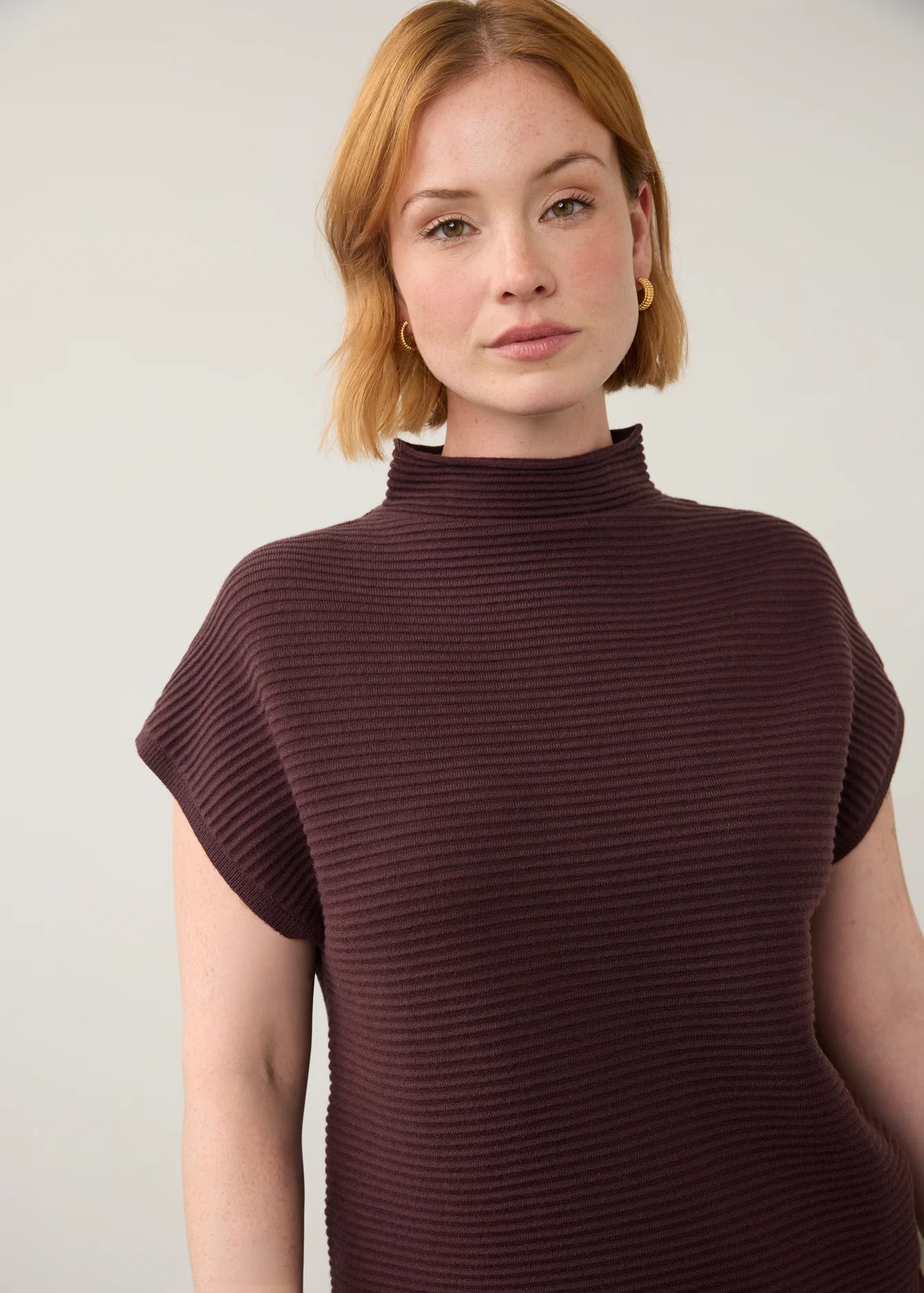 Ottoman Sweater Cap Sleeve Sweater 1012203