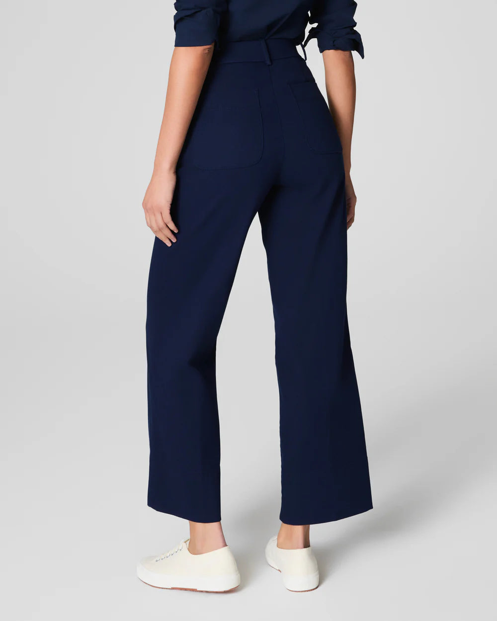 Twill Cropped Wide Leg Pant