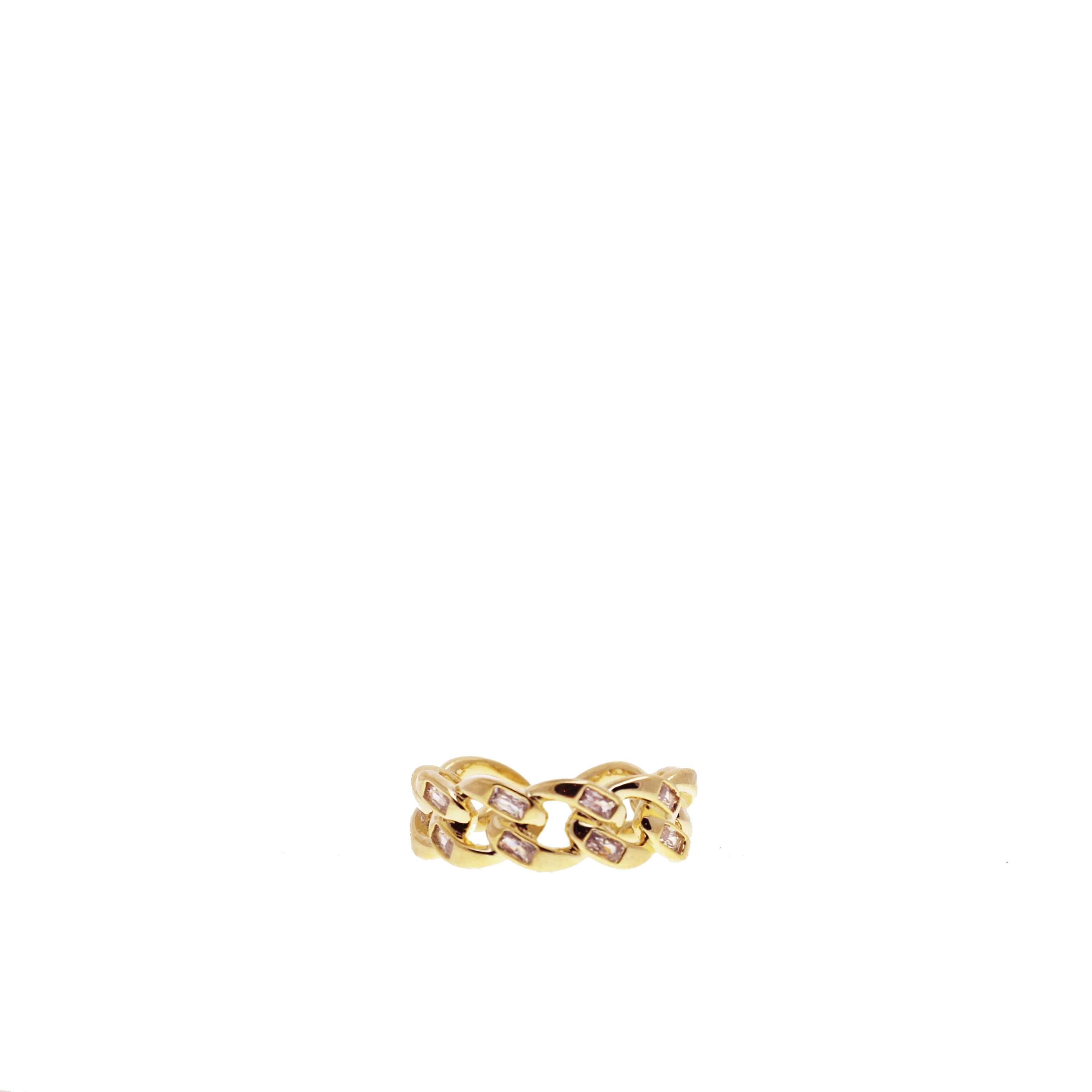 Adjustable Large Curb Ring w/Baguette Detail