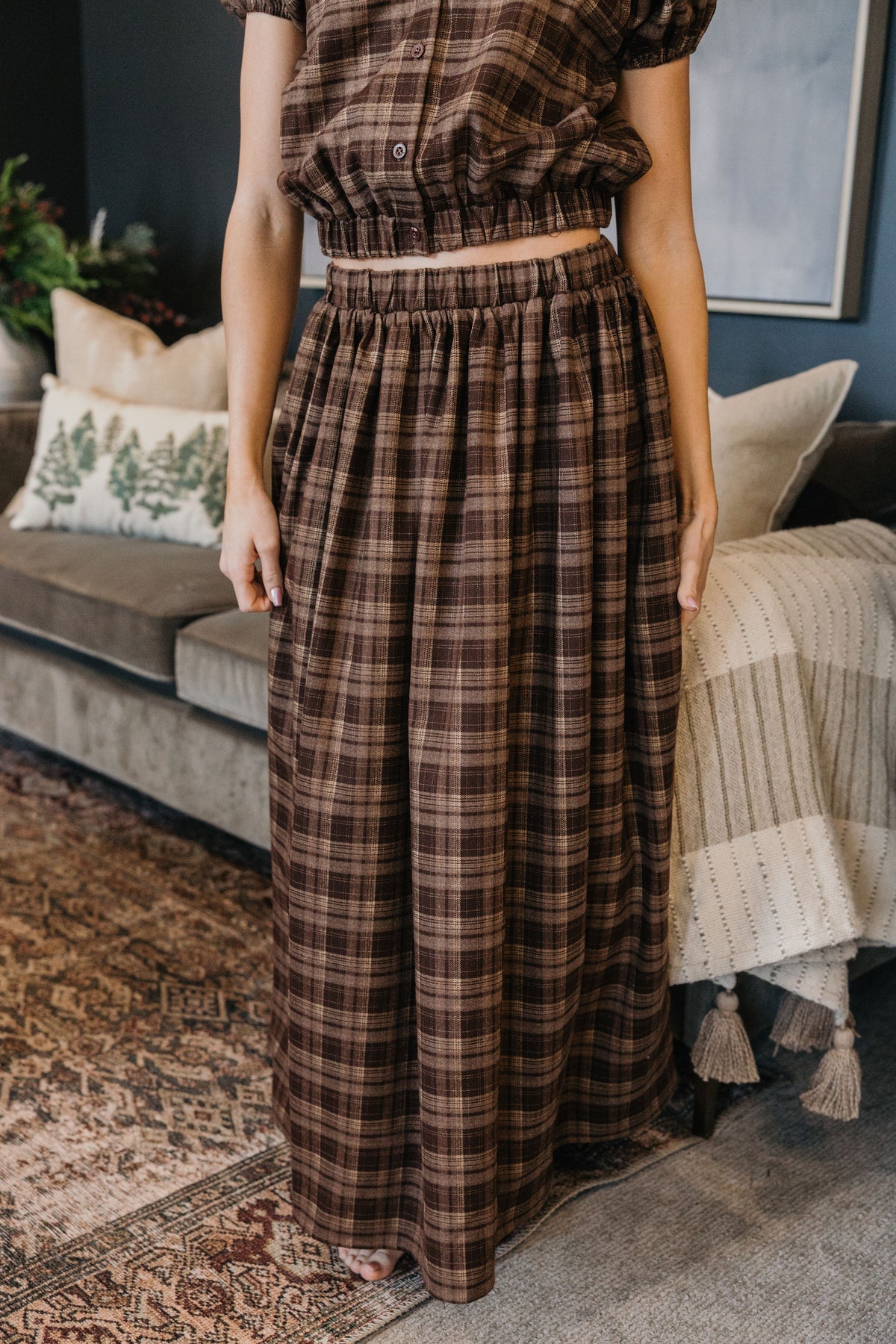 Gathered Midi Skirt