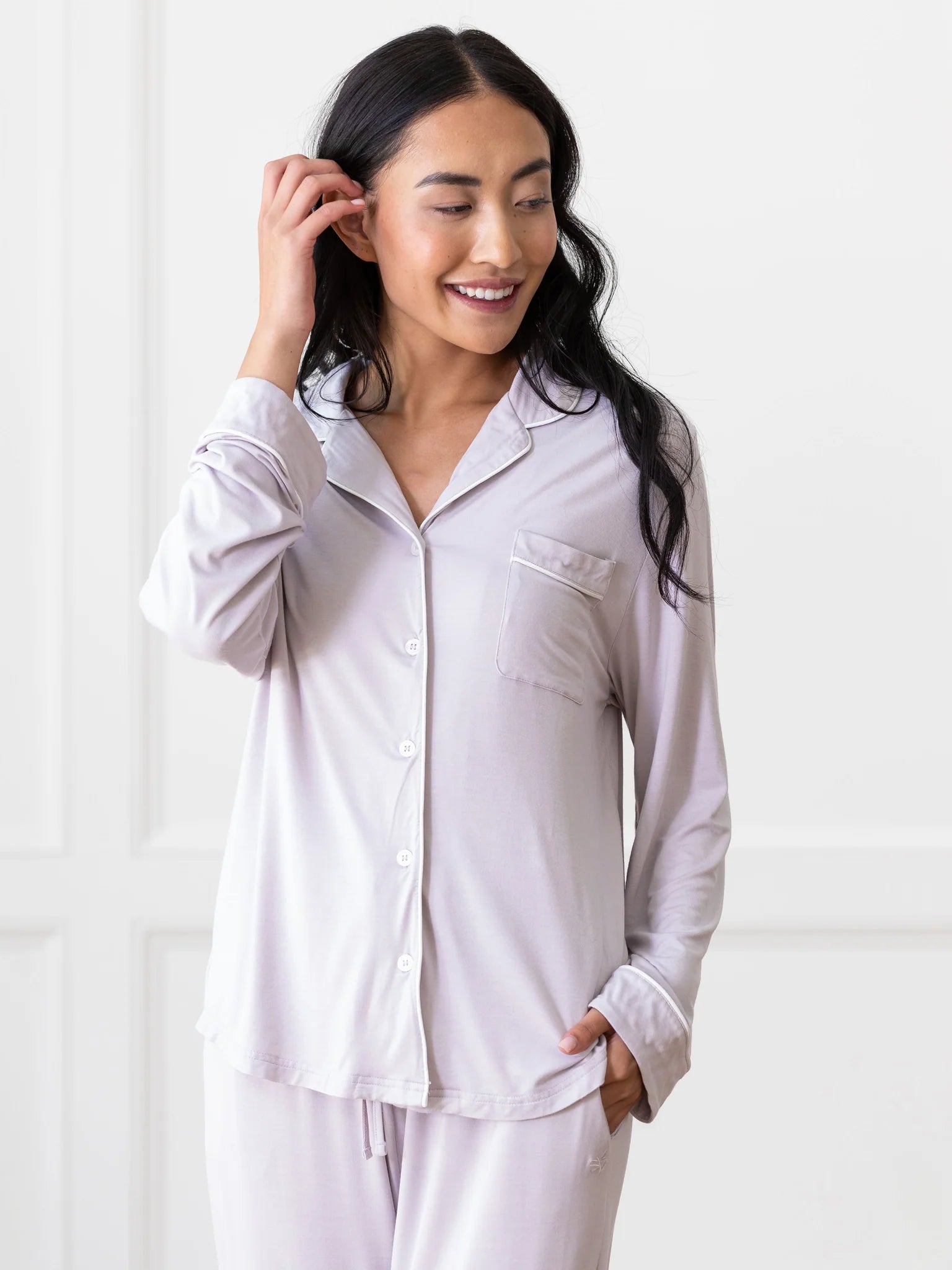 Long Sleeve Bamboo Stretch-Knit Classic Fit PJ Top