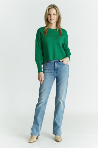 Cropped Balloon Sleeved Sweater