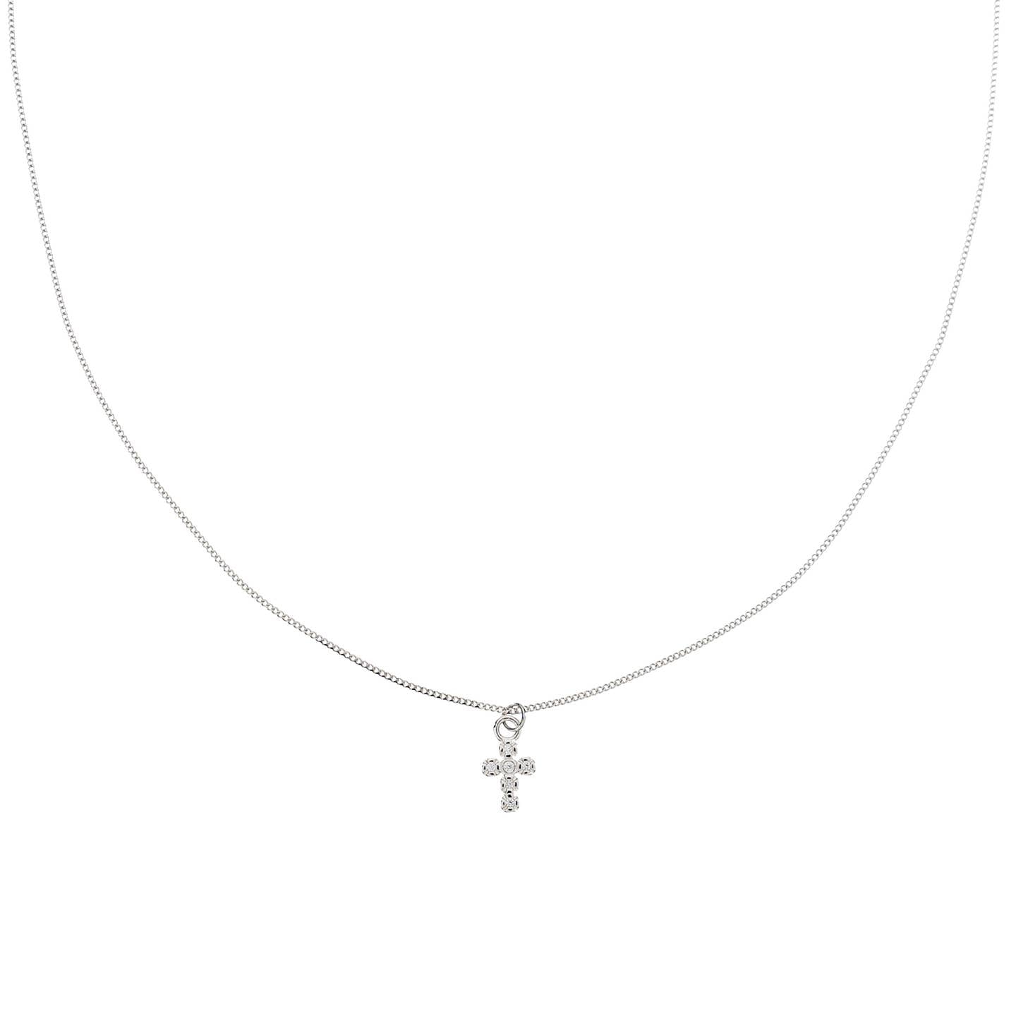 Silver Shiny Cross Necklace 581