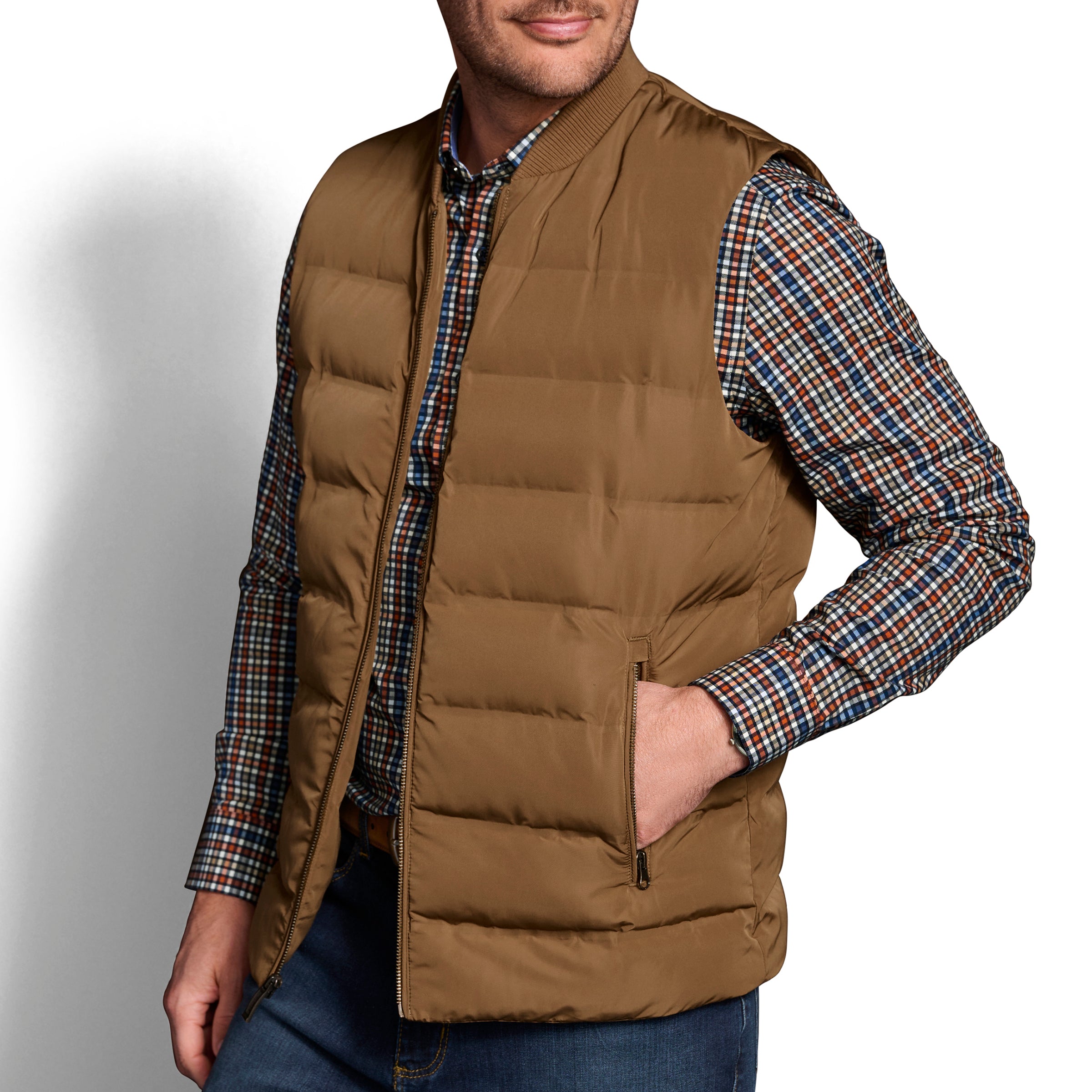 Channel Quilt Vest with Knit