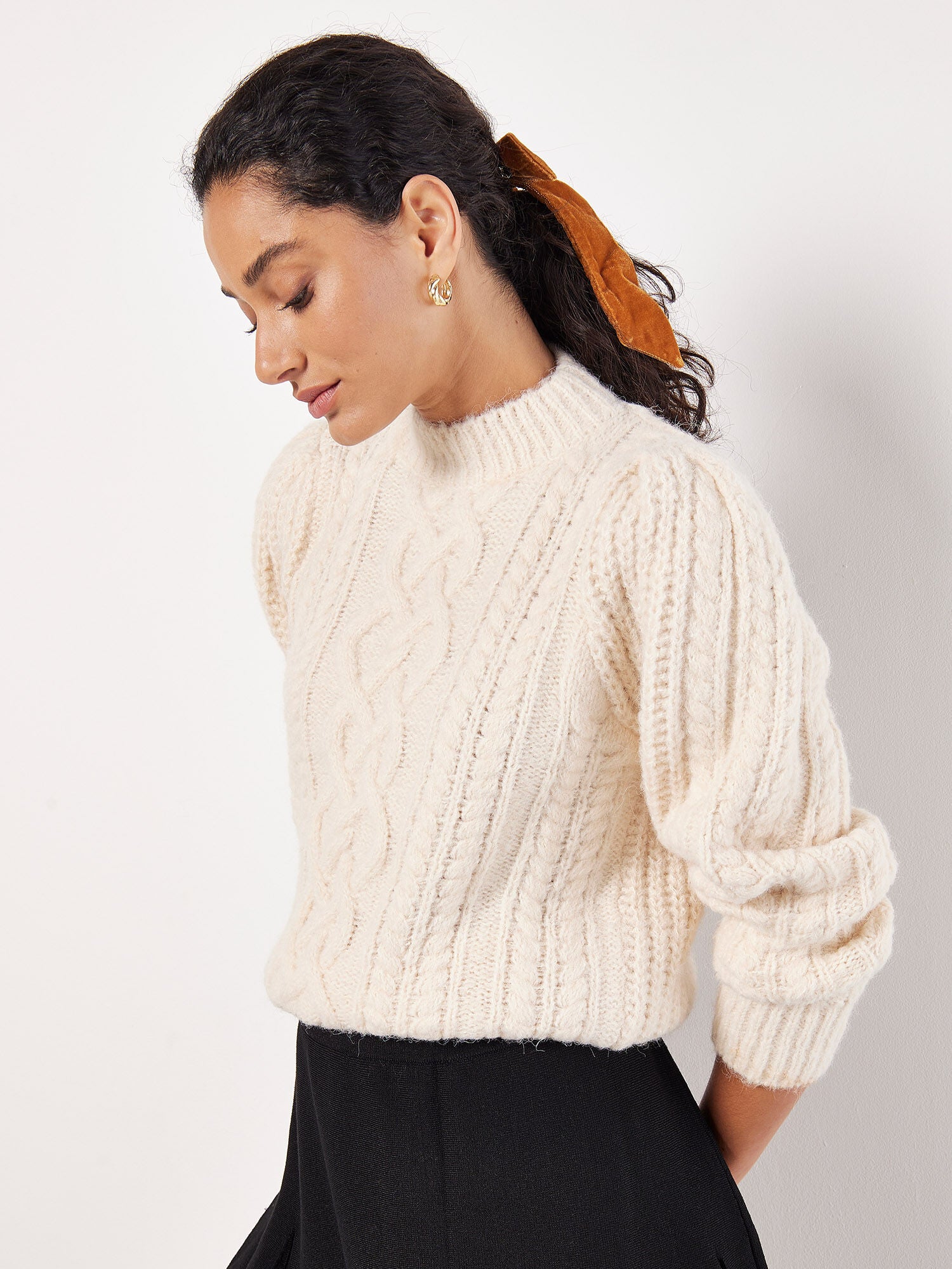 Apricot Chunky Cable Knit Jumper