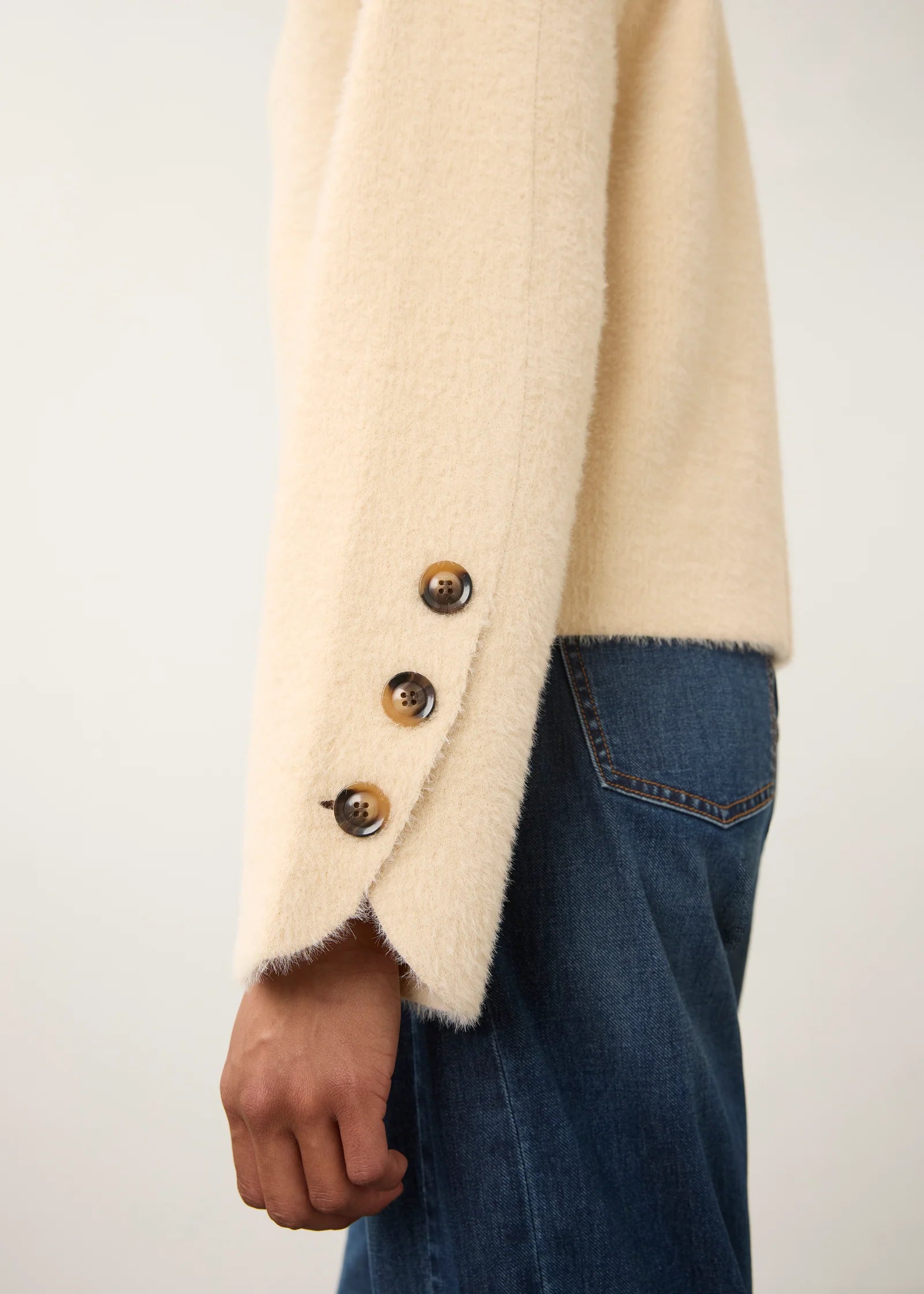 Collarless Knit Jacket
