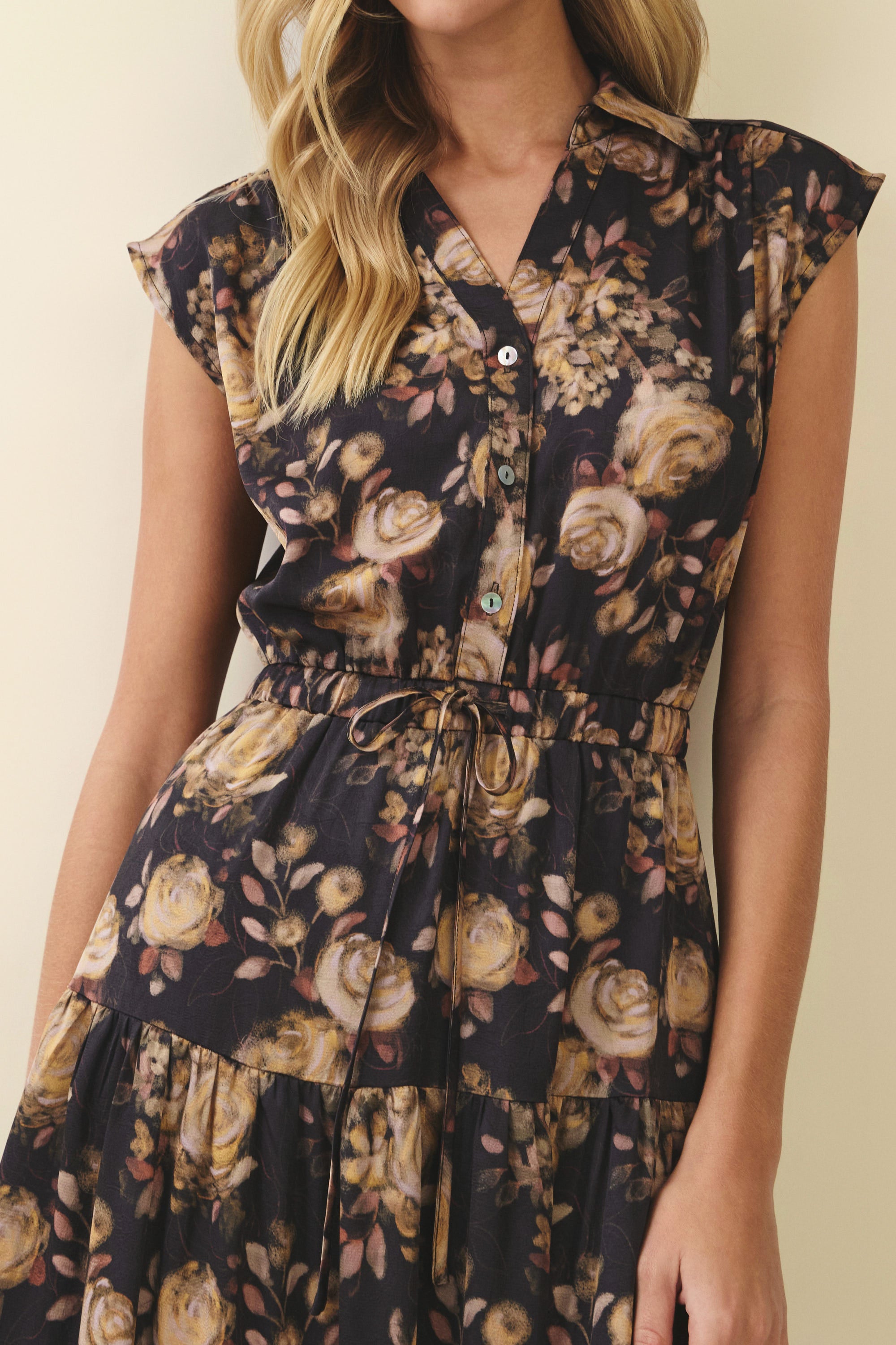 Floral Print Tiered Maxi Dress - 7108DB
