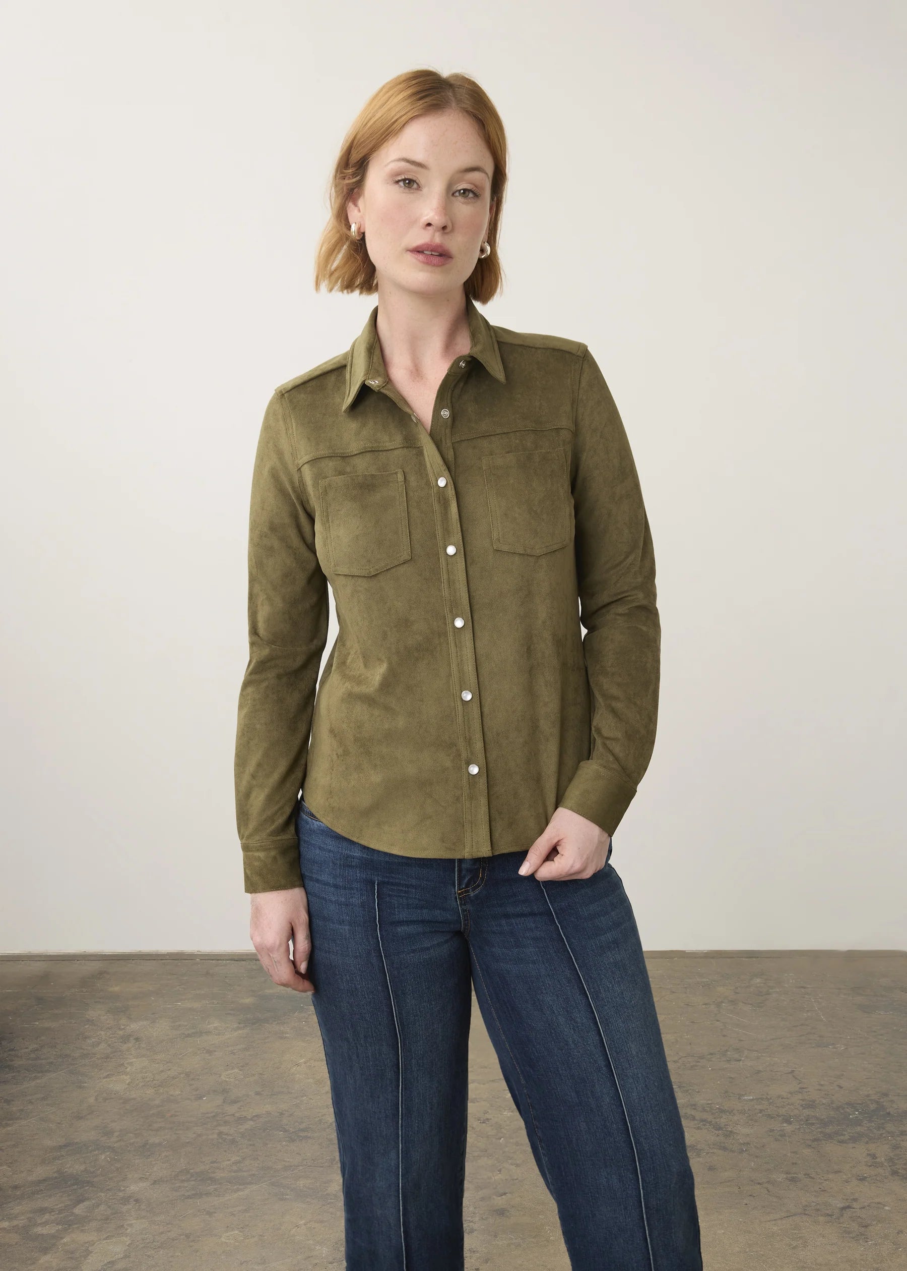 Long Sleeve Suede Shirt 7476196