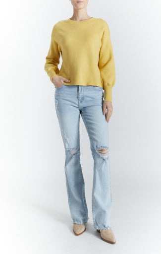 Cropped Balloon Sleeved Sweater