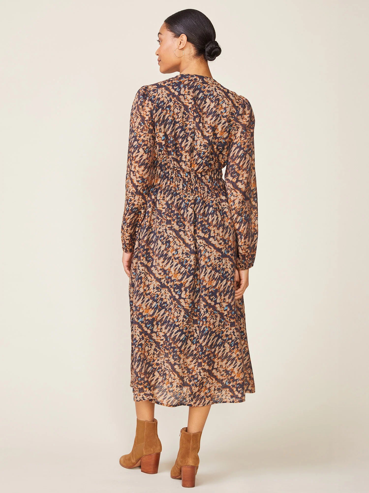 Long Sleeve Printed Midi Dress