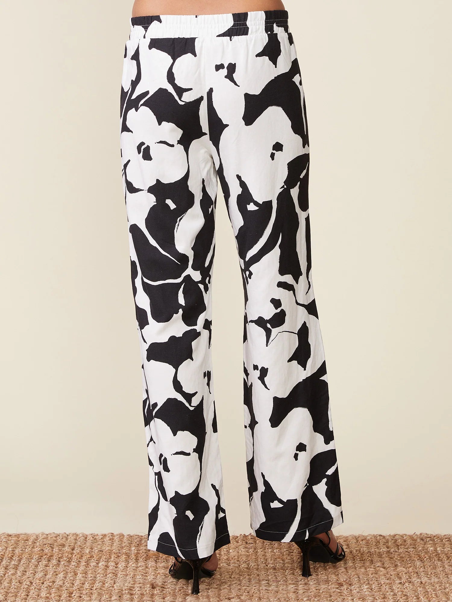 Floral Linen Blend Pull on Pants