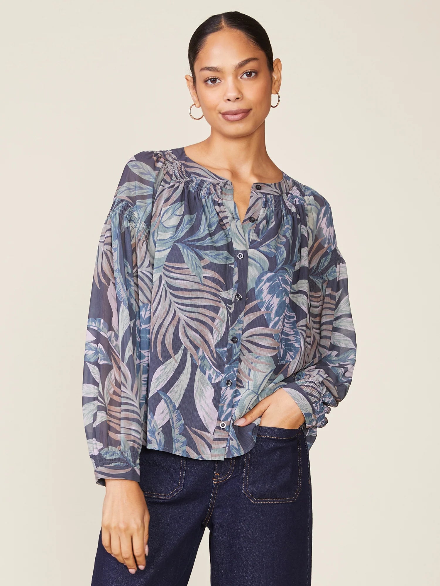 Long Sleeve Printed Blouse