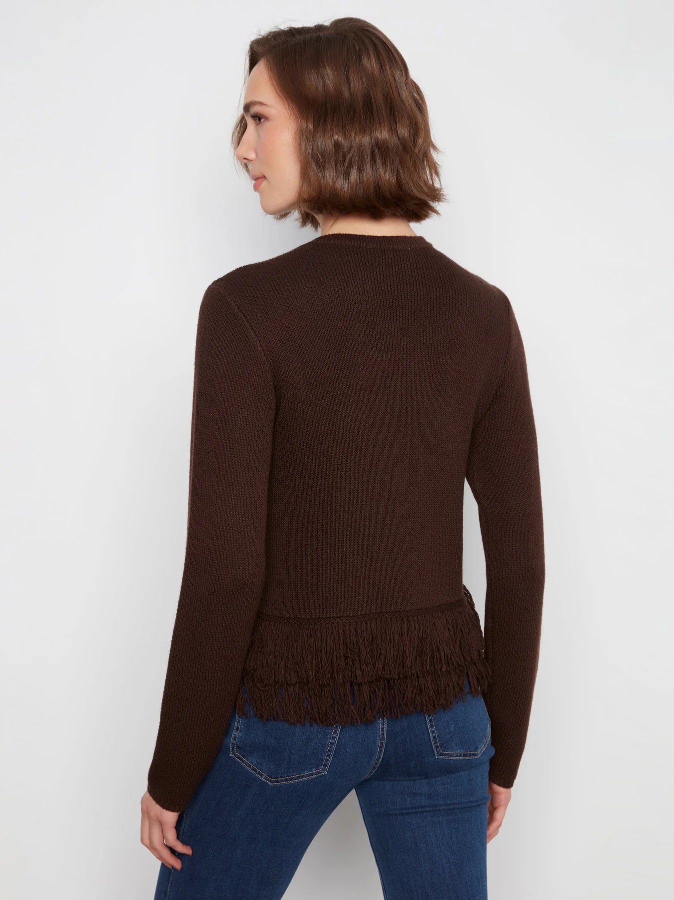 LS Crew Neck w/ Self Fringed Hem