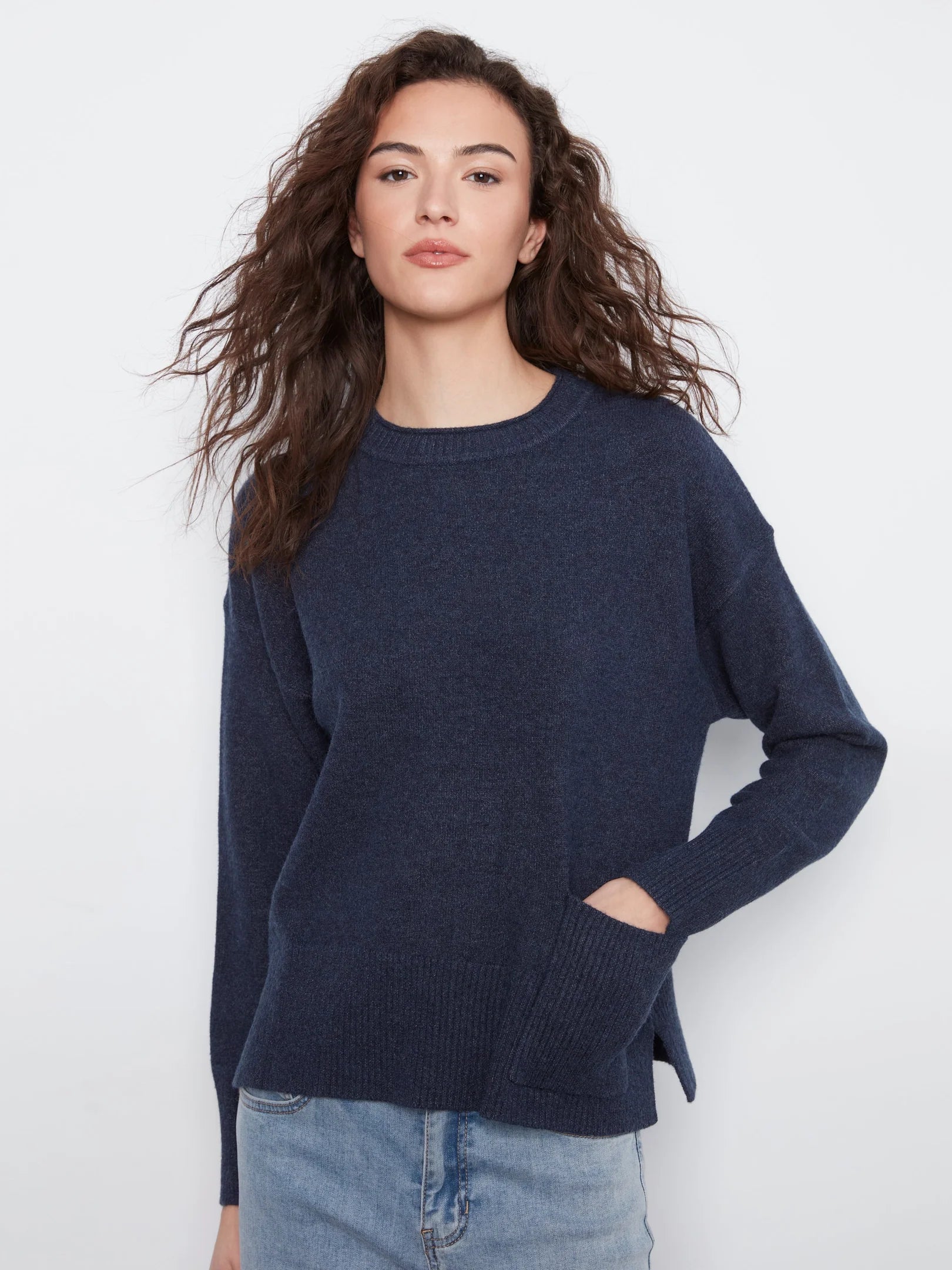 Crew Neck Sweater w/ Pocket