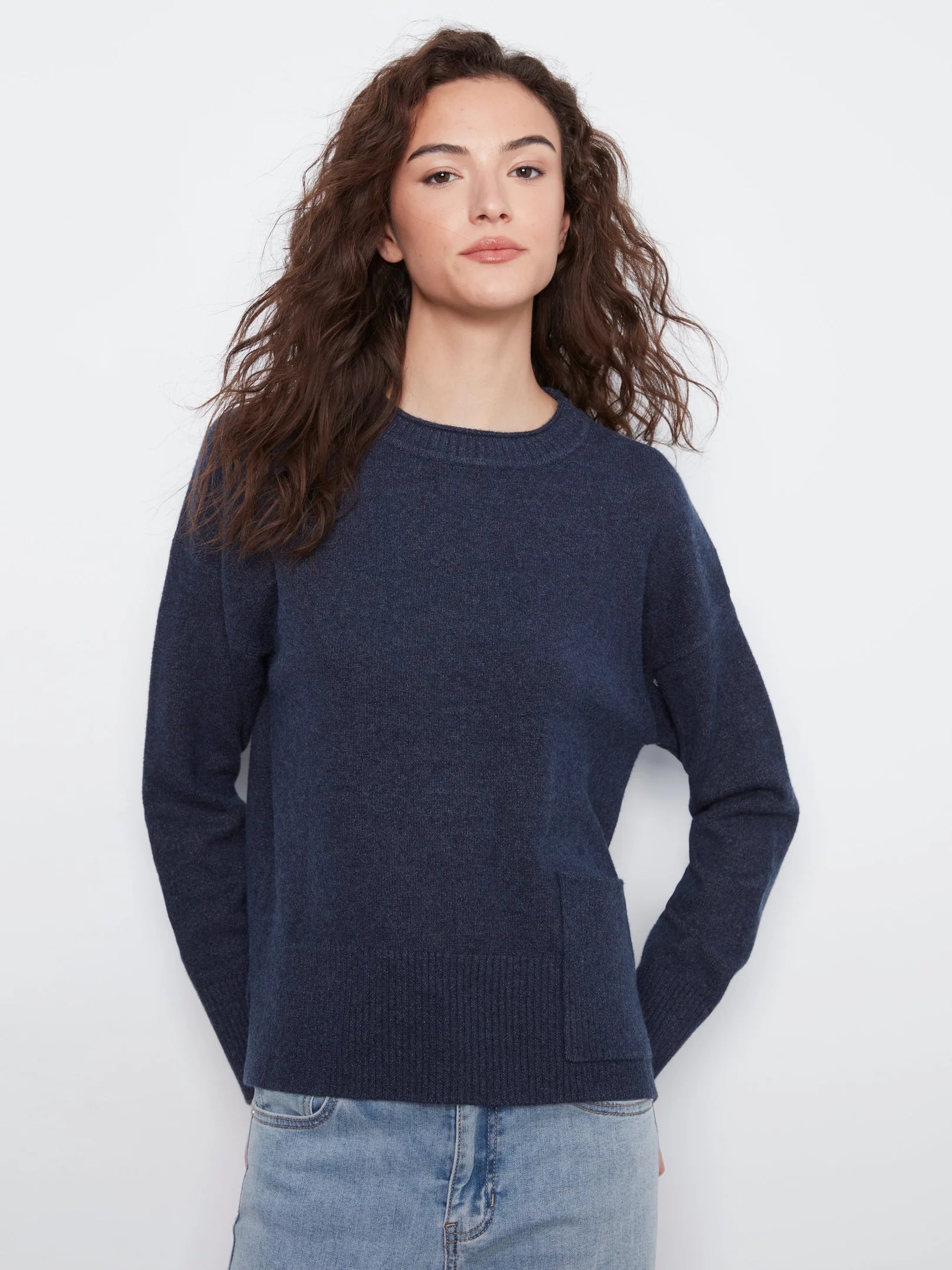 Crew Neck Sweater w/ Pocket