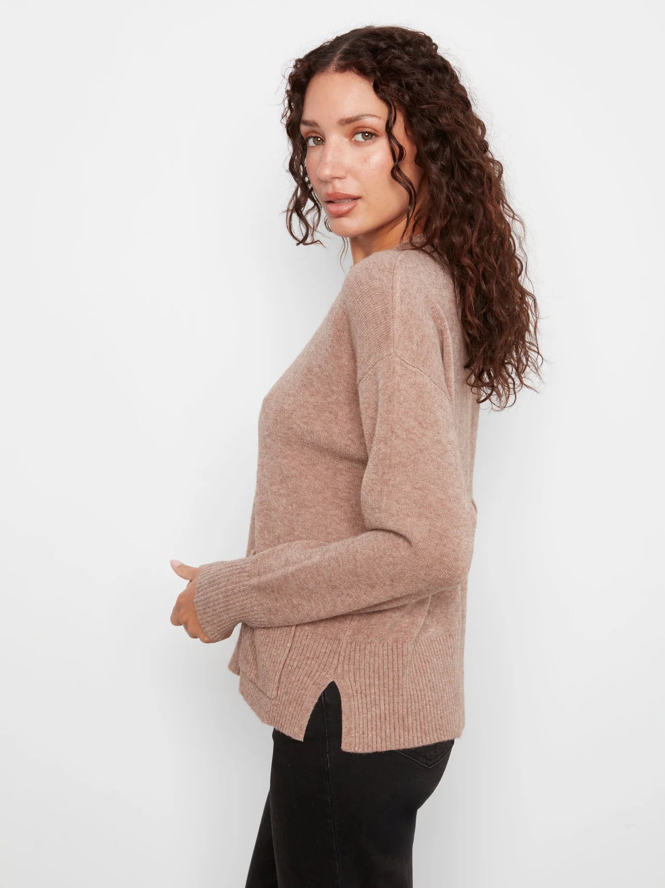 Crew Neck Sweater w/ Pocket