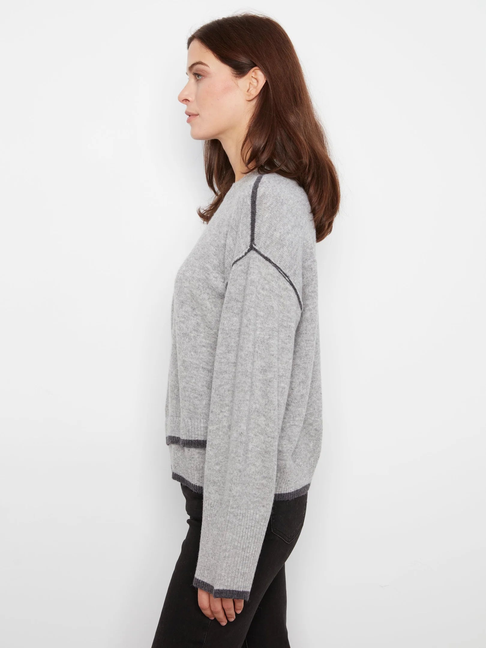 Wide LS Drop Shoulder Crew Neck Sweater