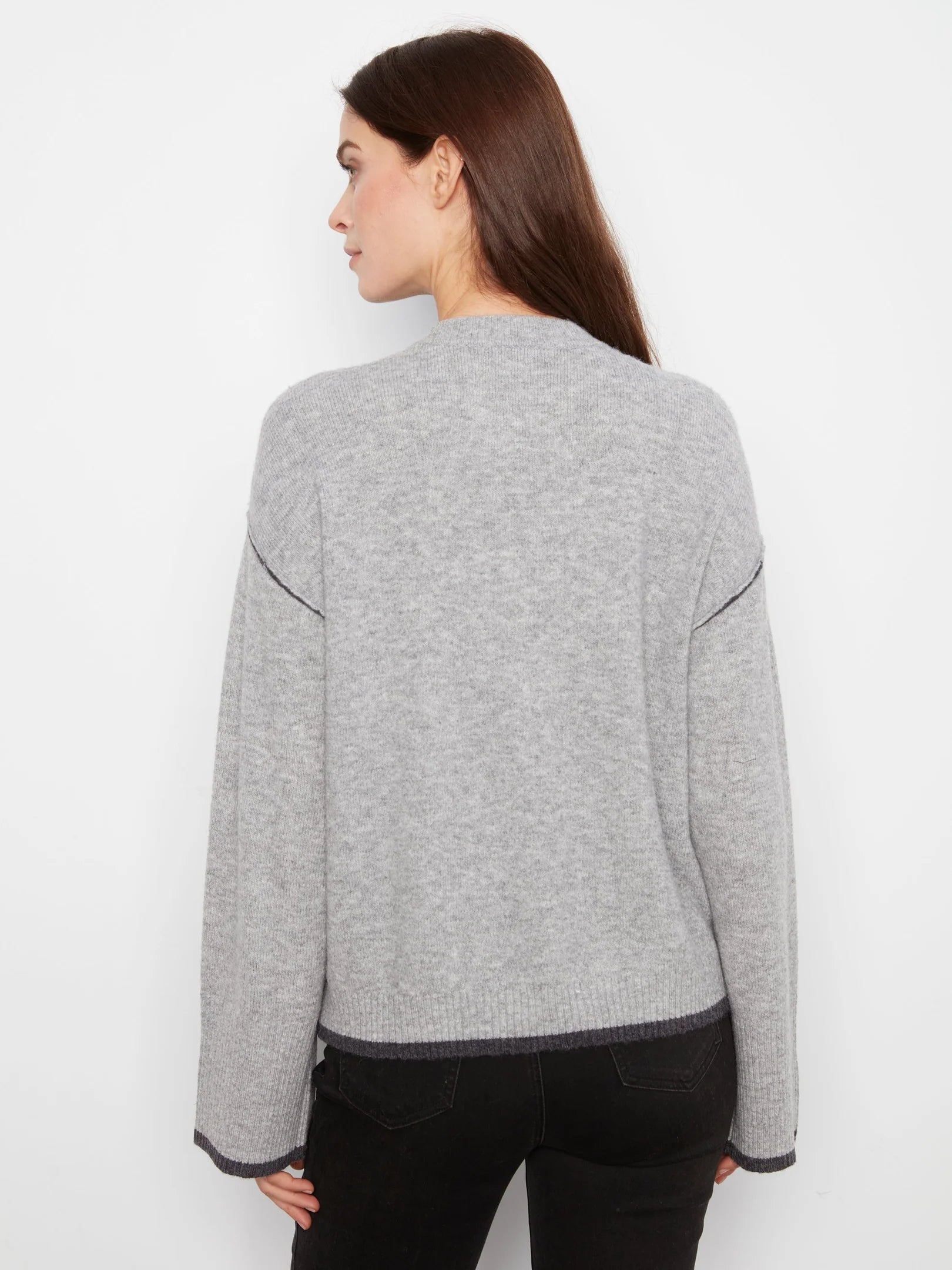 Wide LS Drop Shoulder Crew Neck Sweater