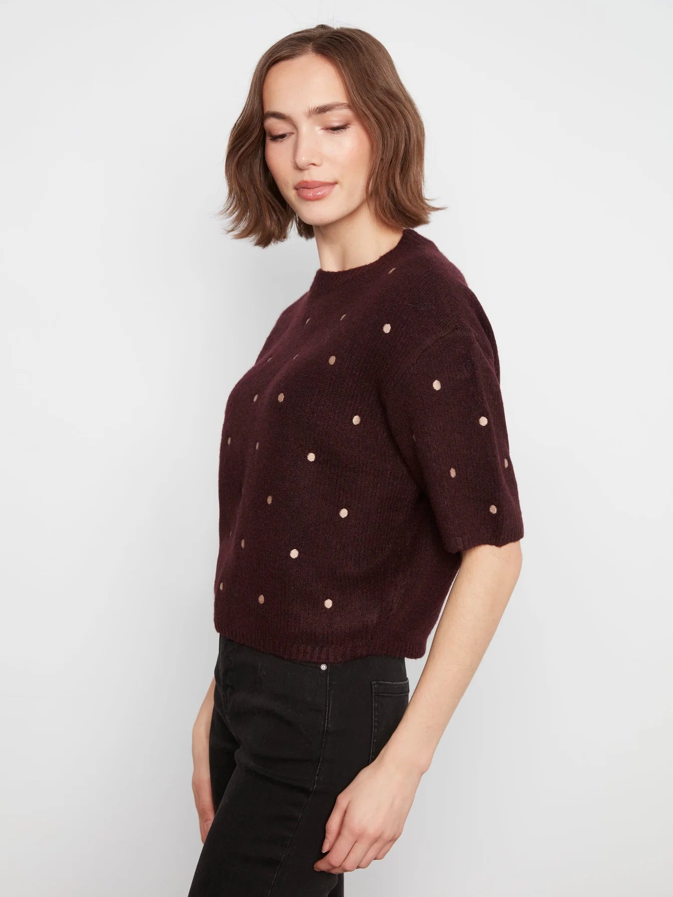Elbow Sleeve Dots Balloon Sweater