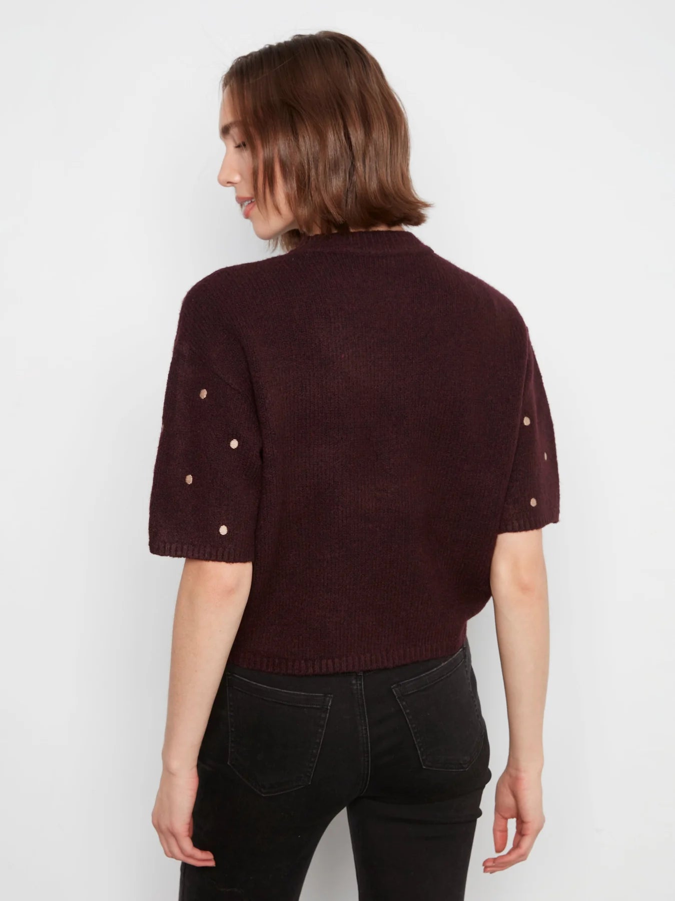 Elbow Sleeve Dots Balloon Sweater