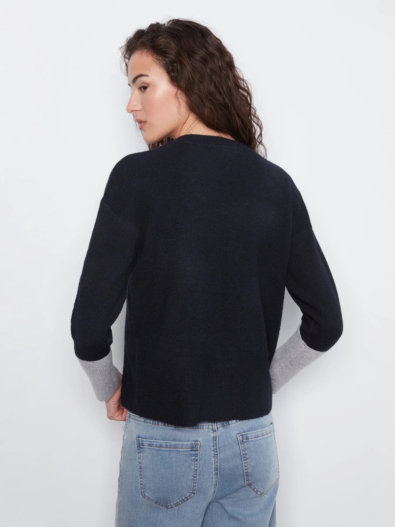 LS Drop Shoulder Color Block Sweater