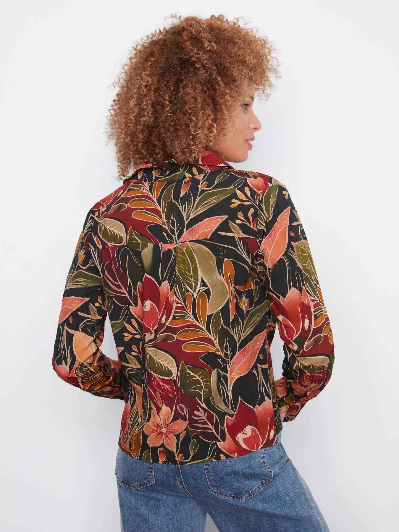 Printed LS Shirt w/ Twisted Front