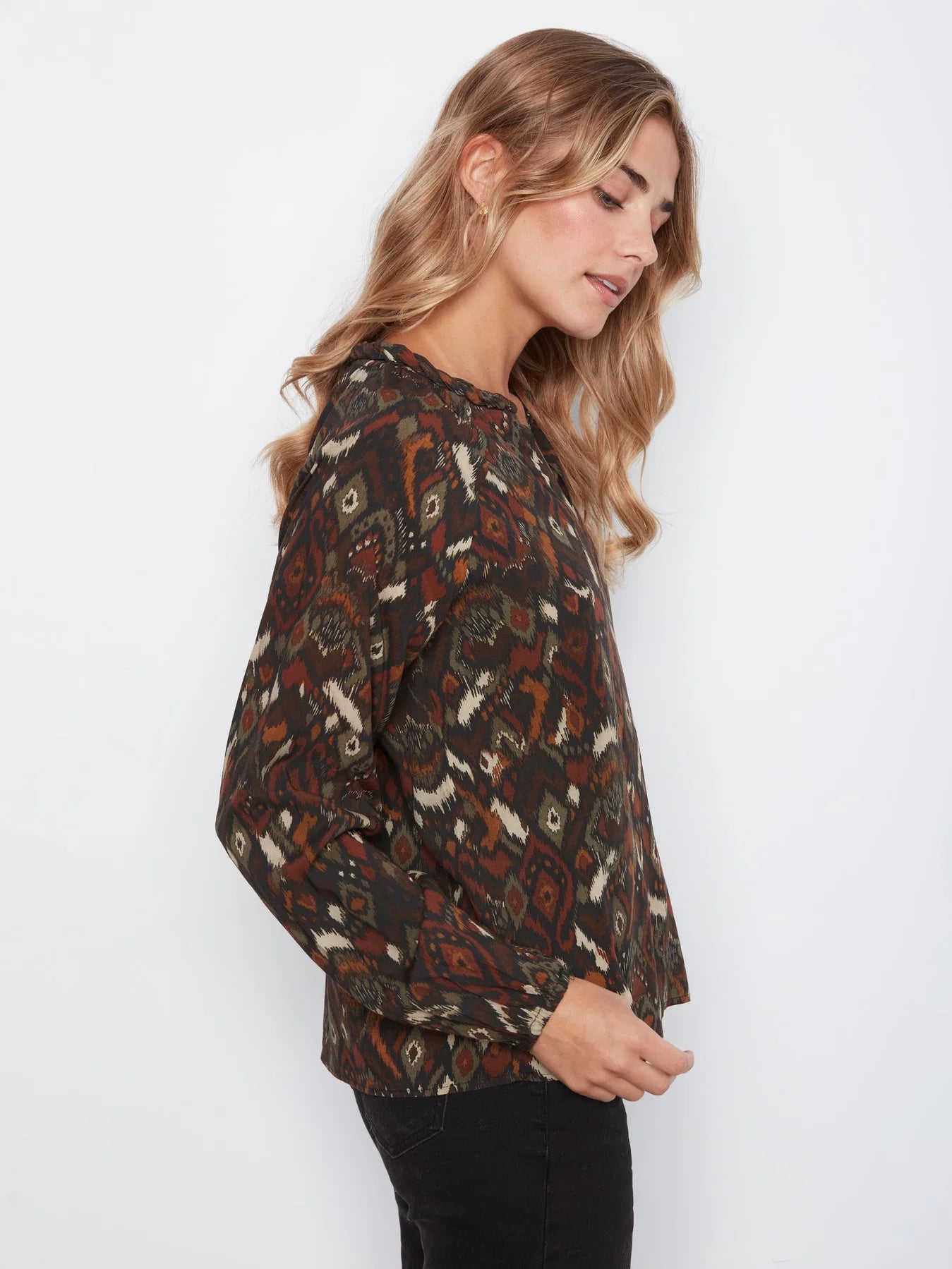 Raglan L/S Notch Neck Blouse