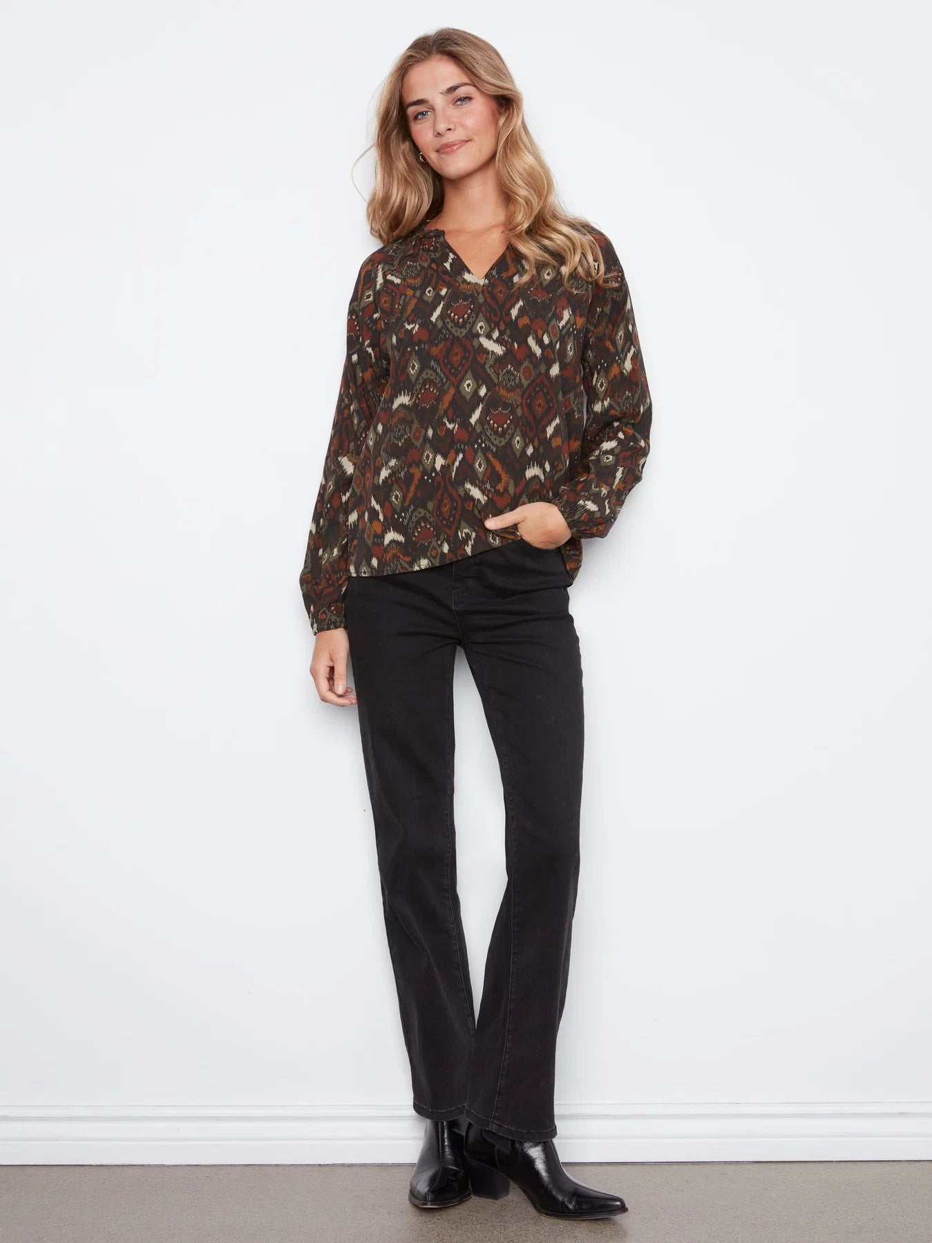 Raglan L/S Notch Neck Blouse