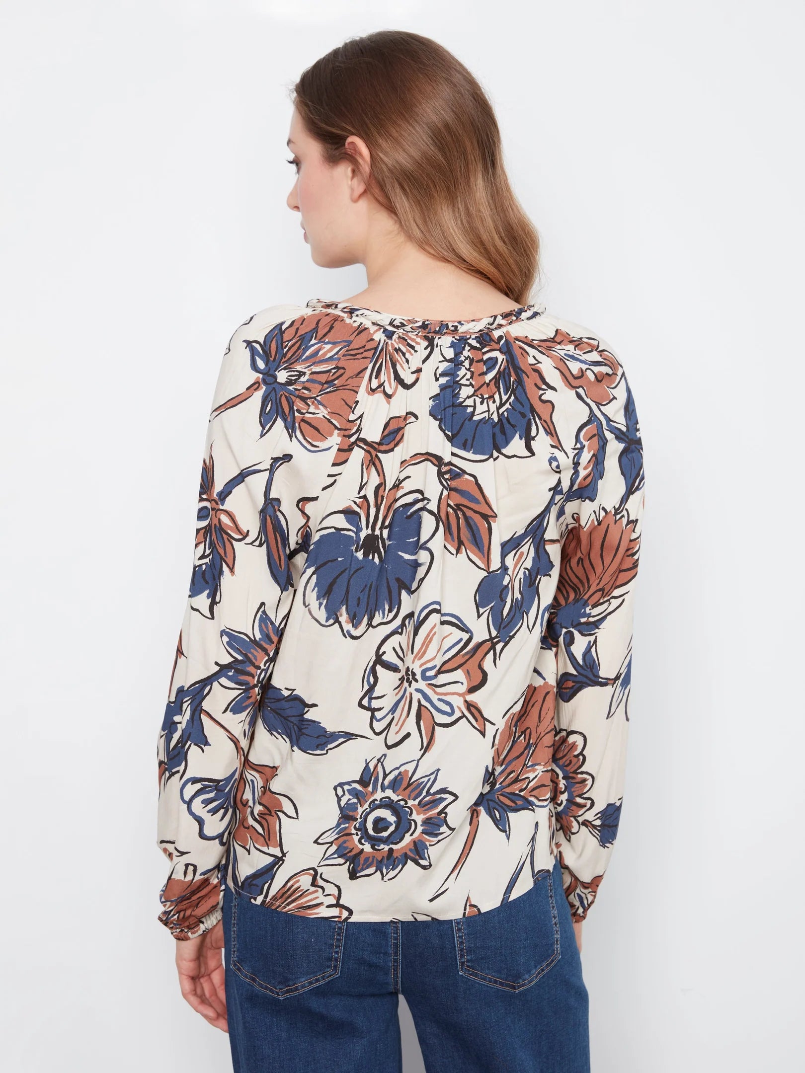 Printed Raglan LS Blouse