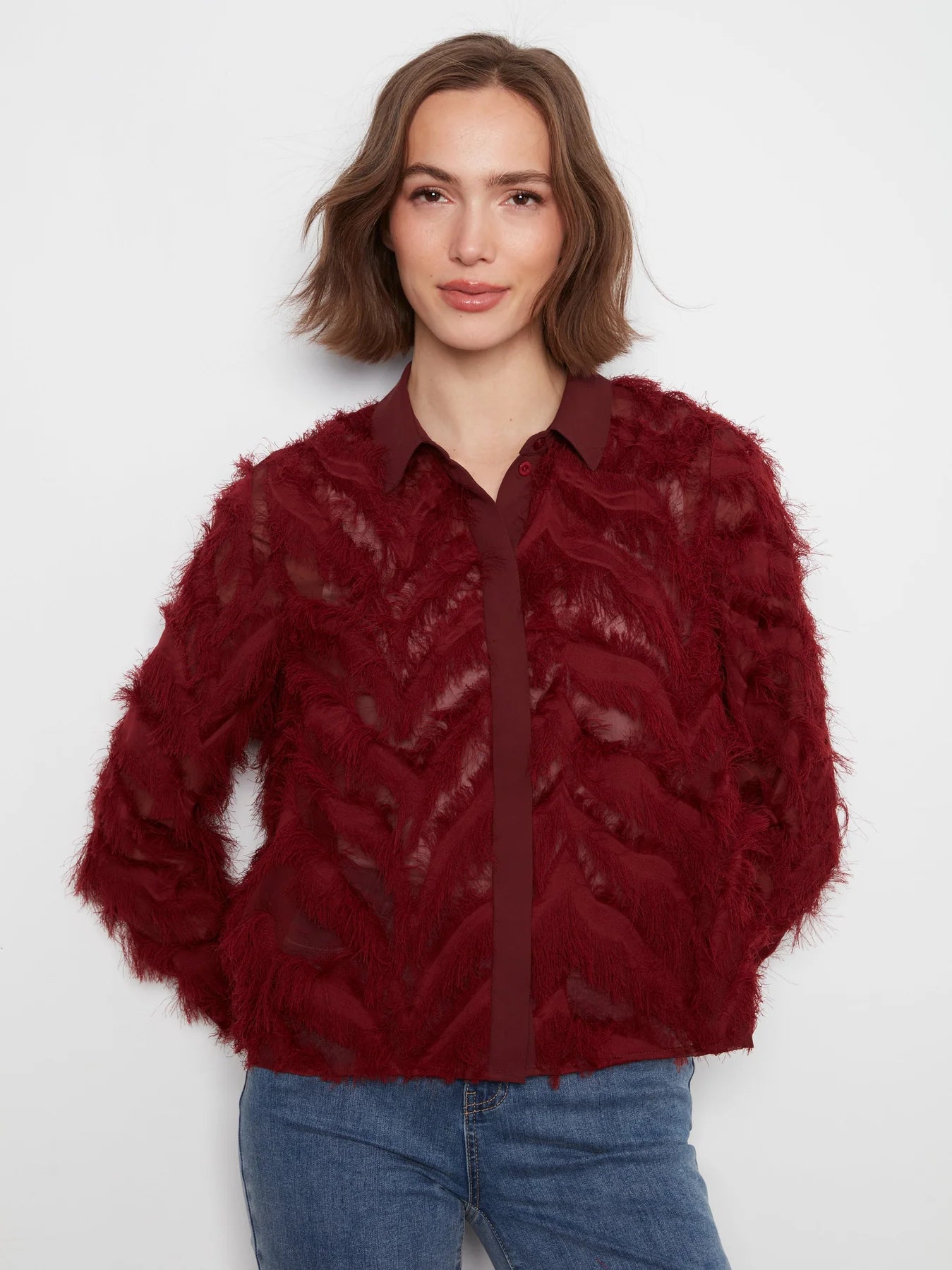 Fringe Fabric Chiffon Blouse
