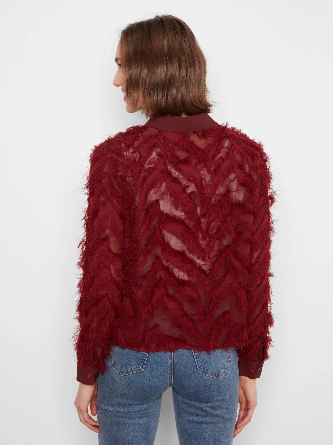 Fringe Fabric Chiffon Blouse