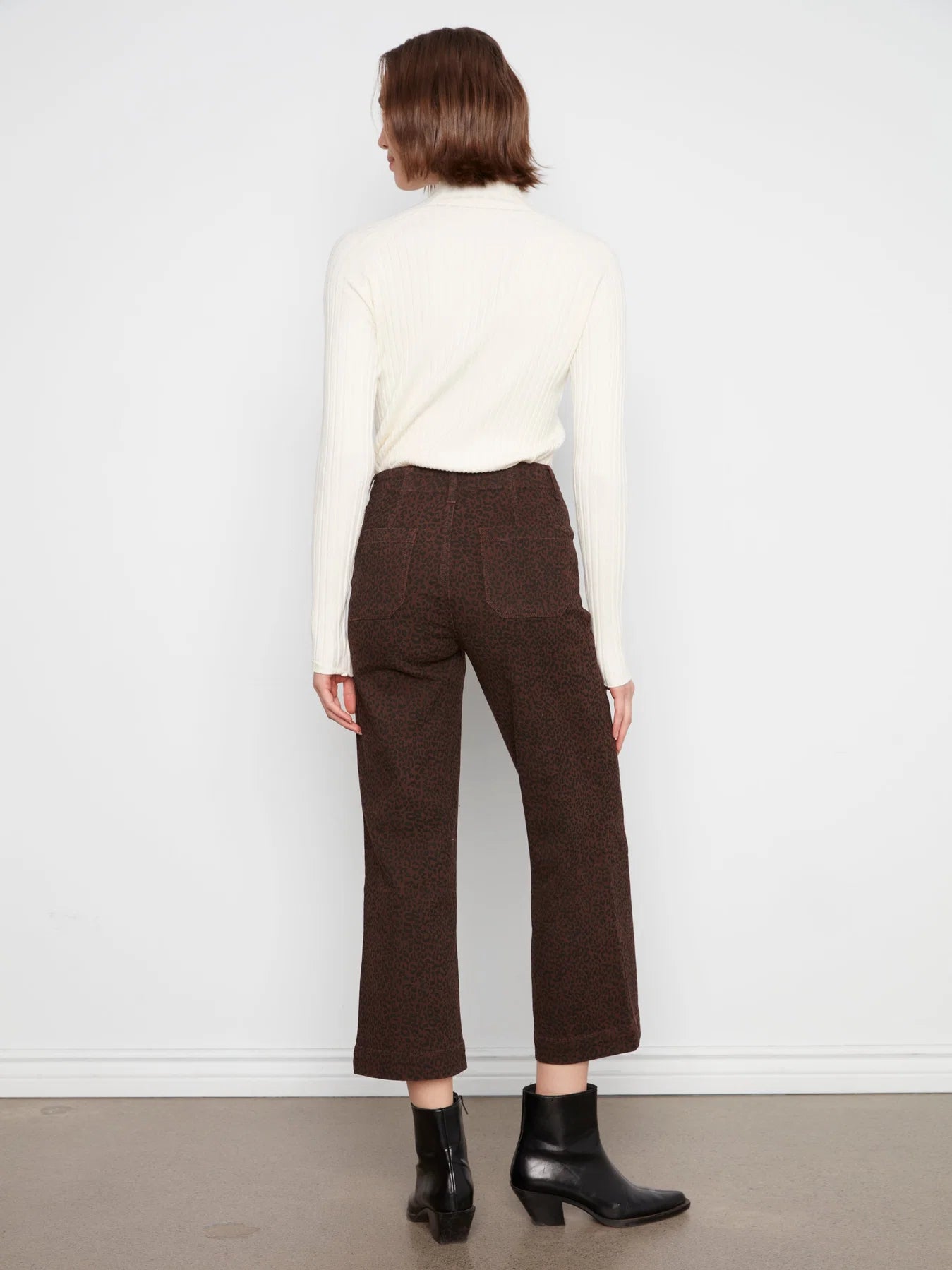 Printed Cropped Wide Leg Twill w/ Patch Pockets