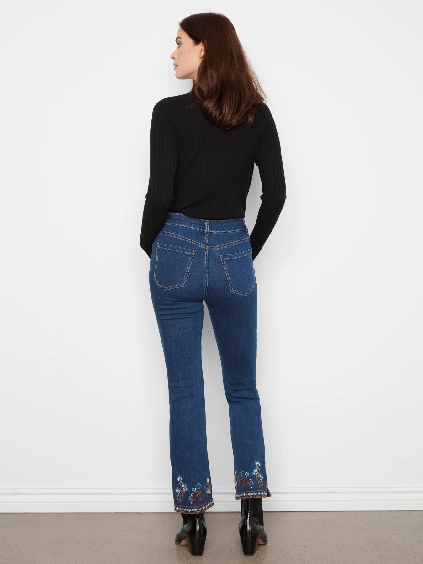 Flare Leg Denim with Hem Embroidery