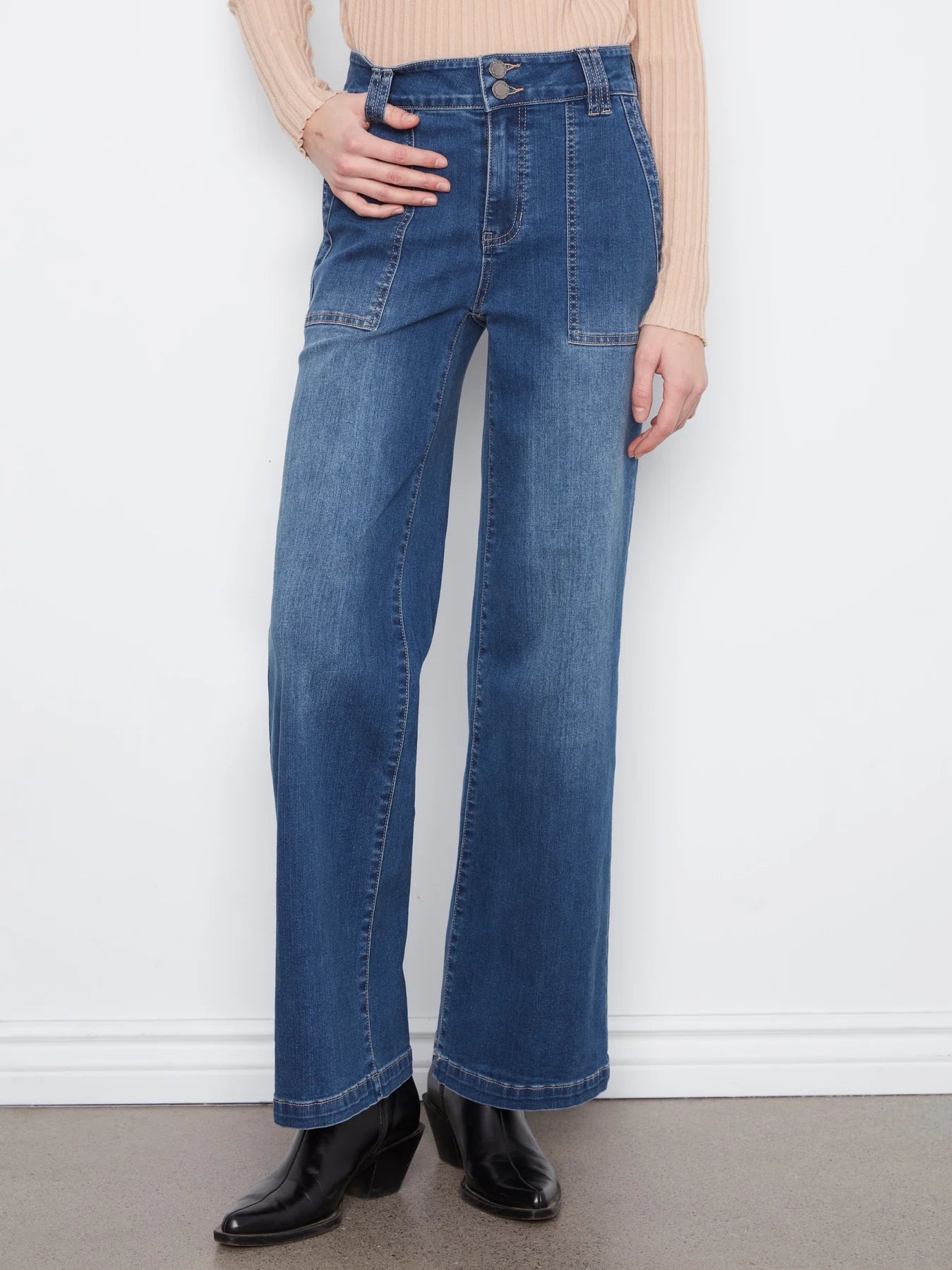 Wide Leg w/ Patch Pocket & Double Front Button Denim
