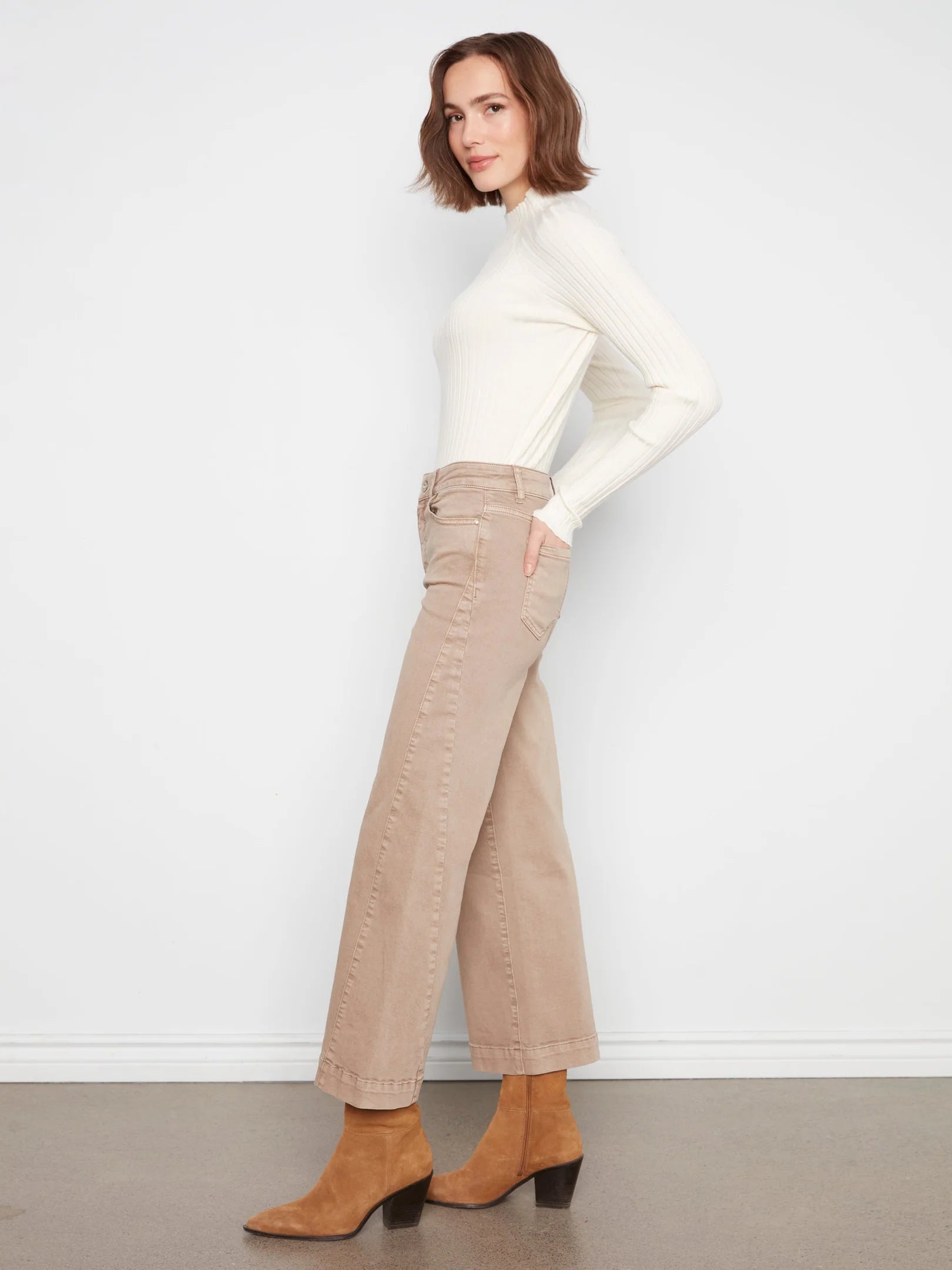 Wide Leg Colored Twill Pants