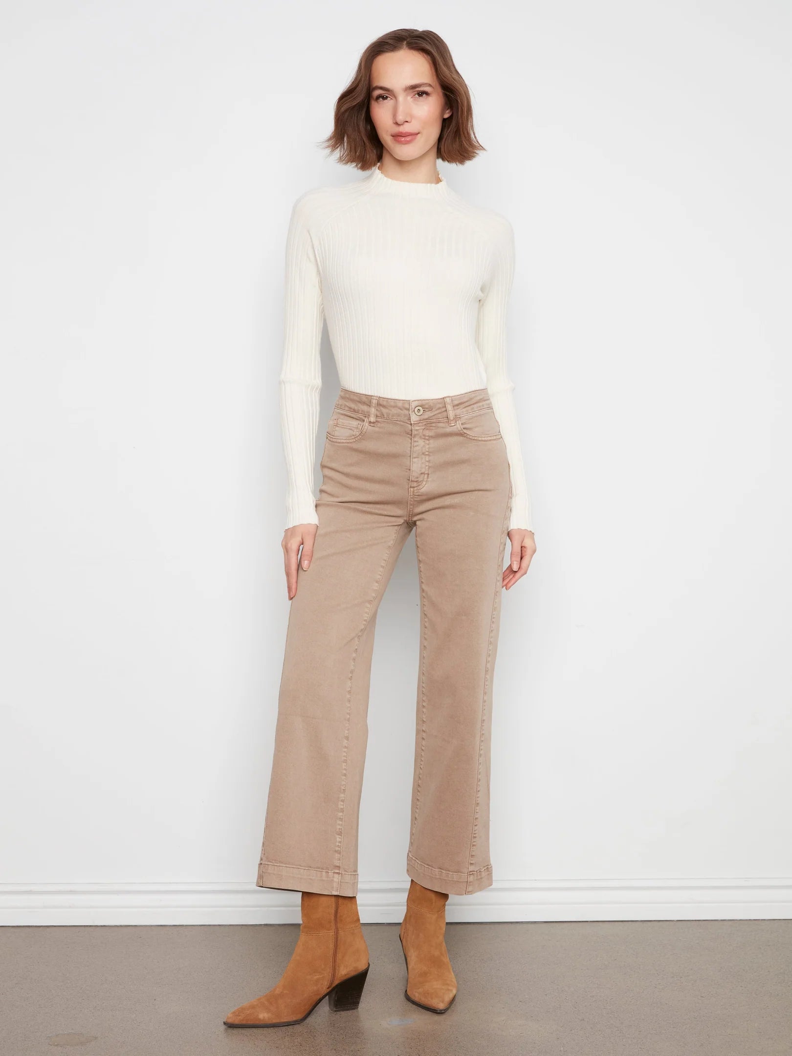 Wide Leg Colored Twill Pants