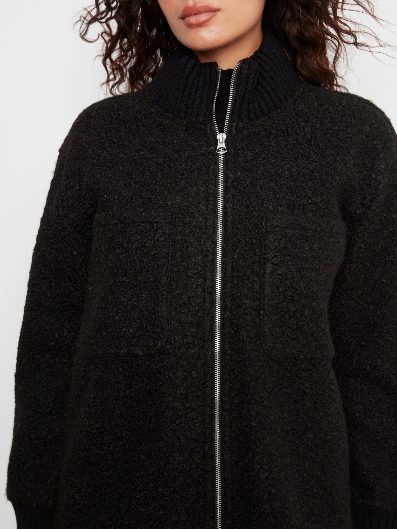 Boucle Jacket w/ Rounded Hem