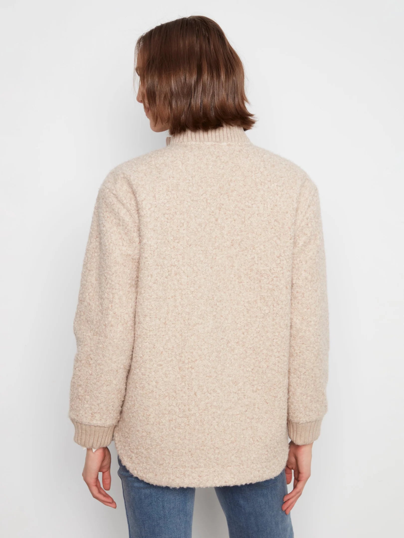 Zipper Front Boucle Jacket