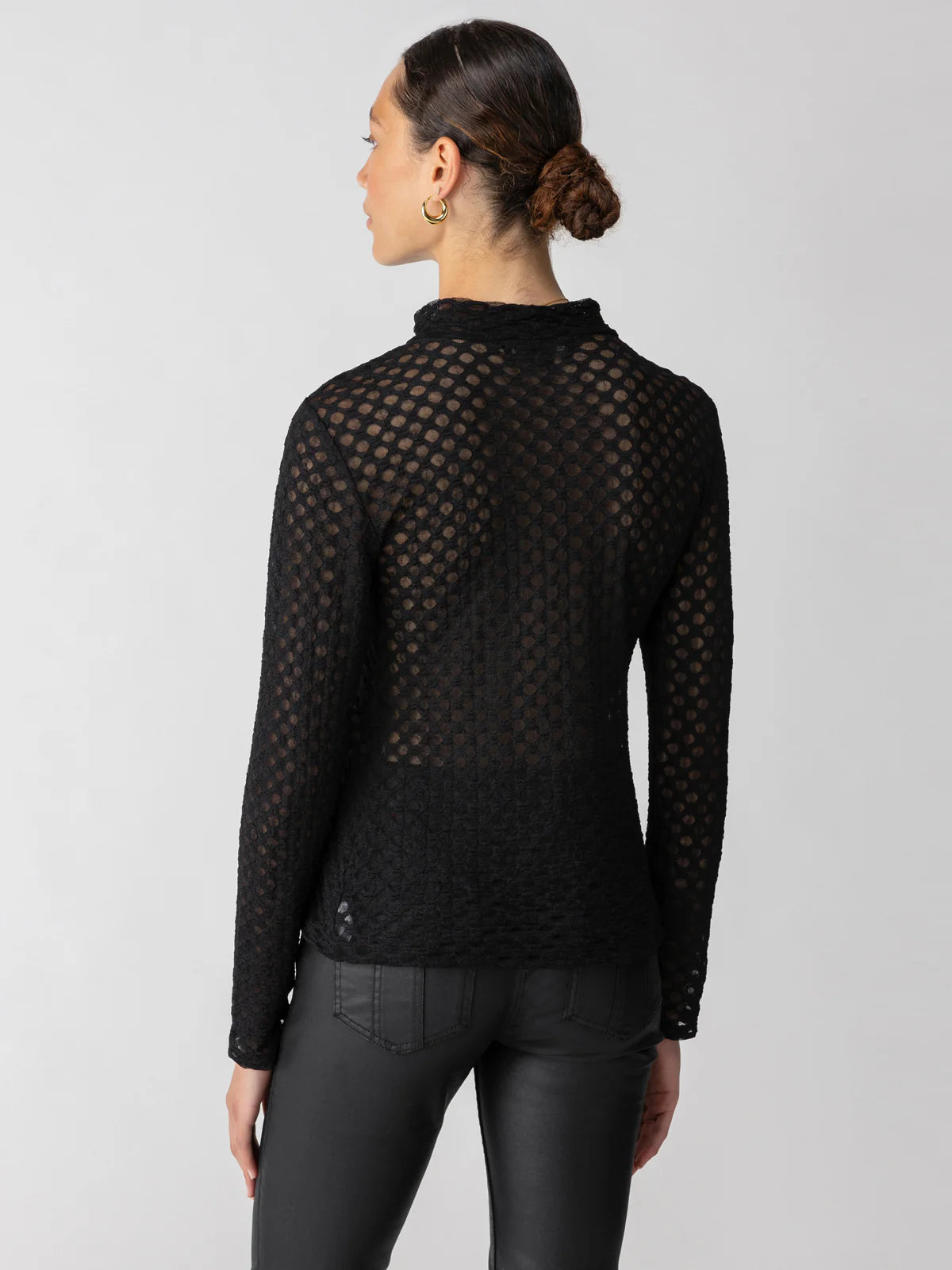 Long Sleeve Lace Mock Neck