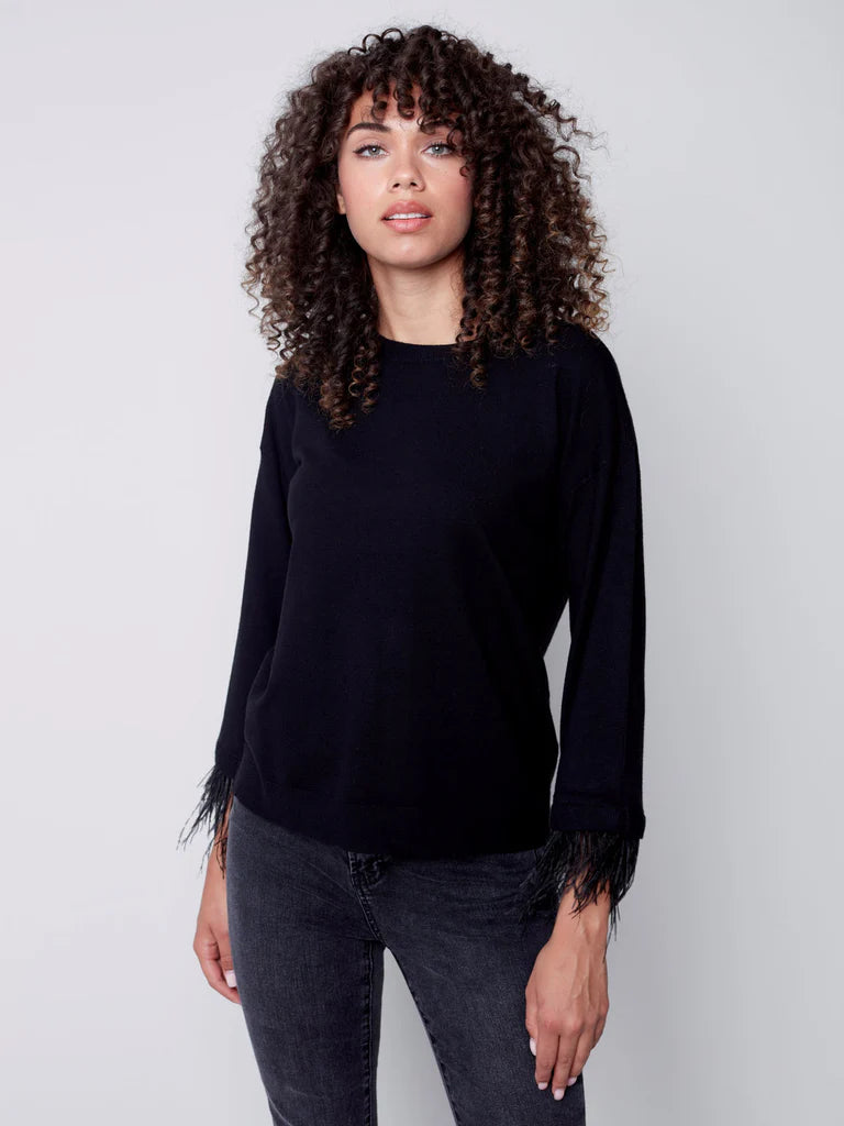 Feather Trim Sweater