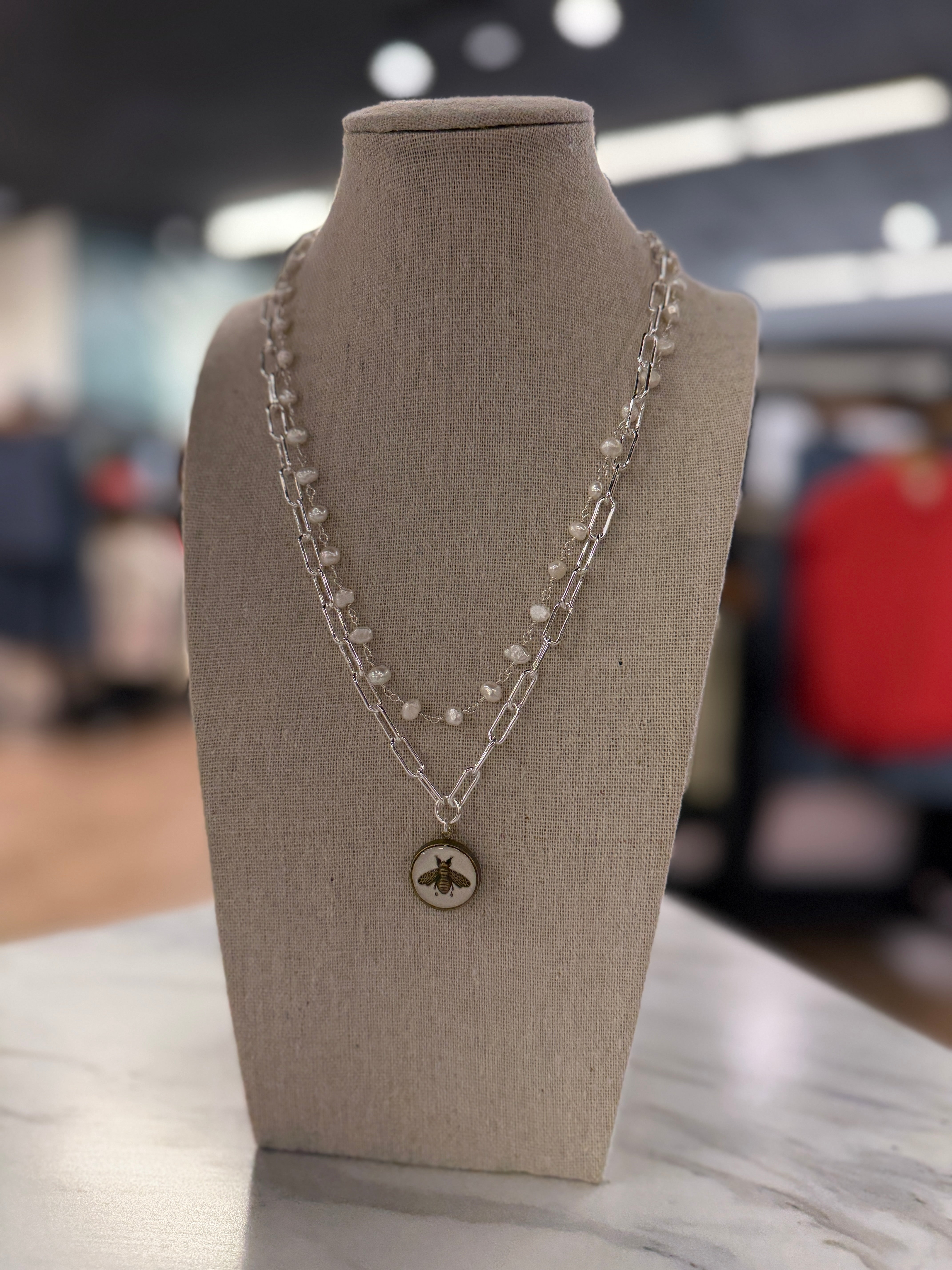 Silver Paperclip & Freshwater Pearls