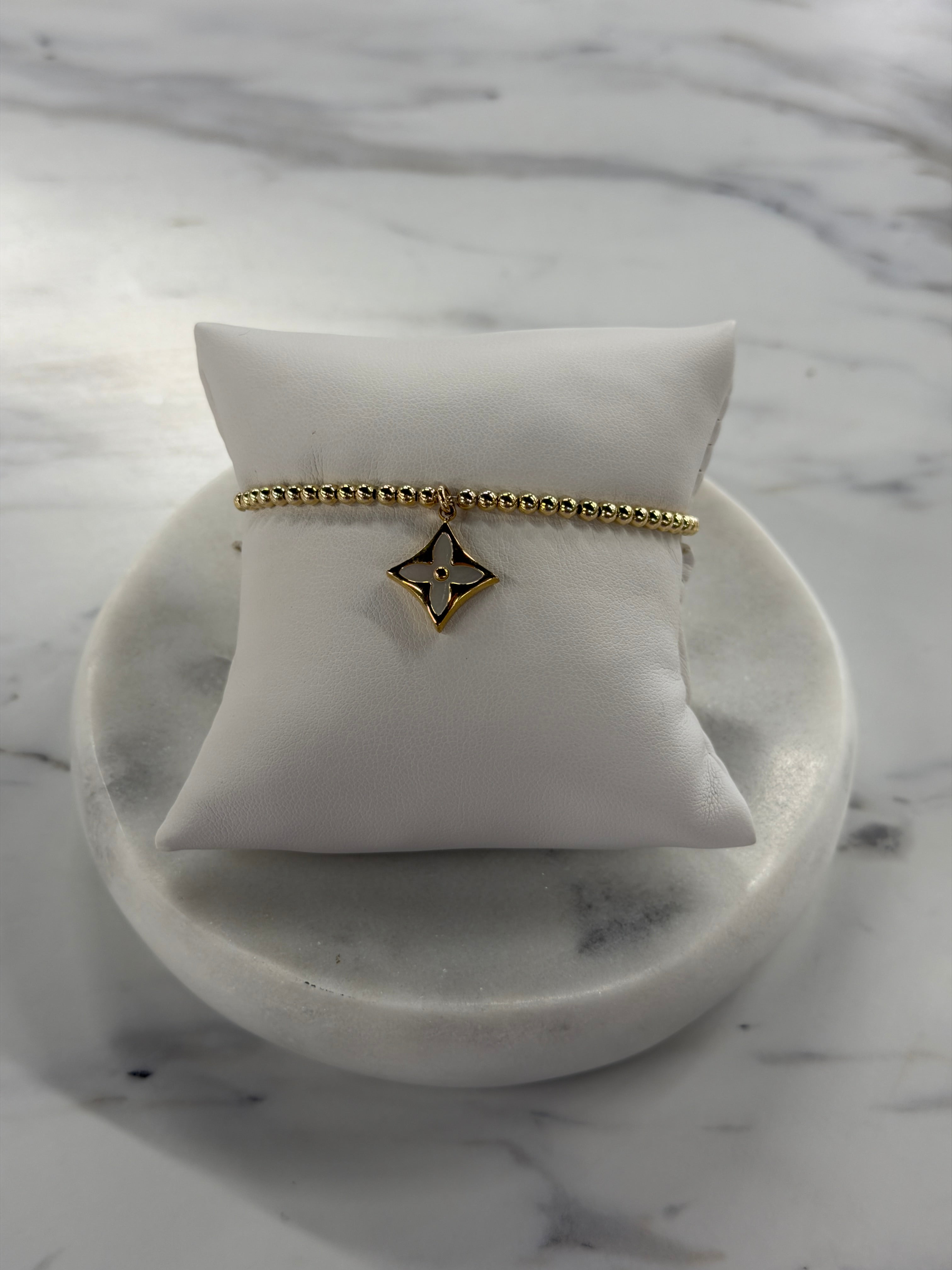 14K Gold 3mm Pearl Stretch Bracelet