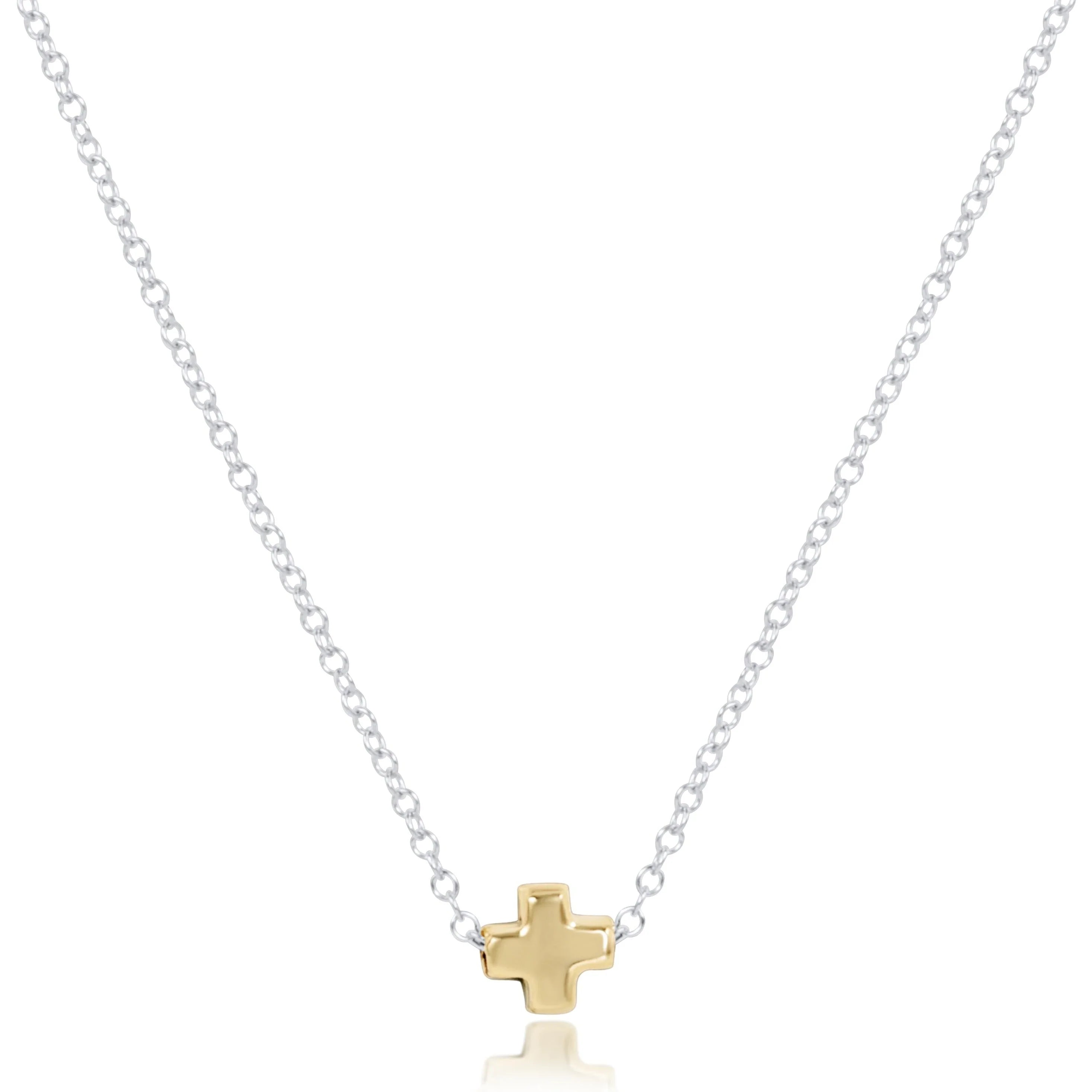 Signature Mixed Metal Cross Small Necklace