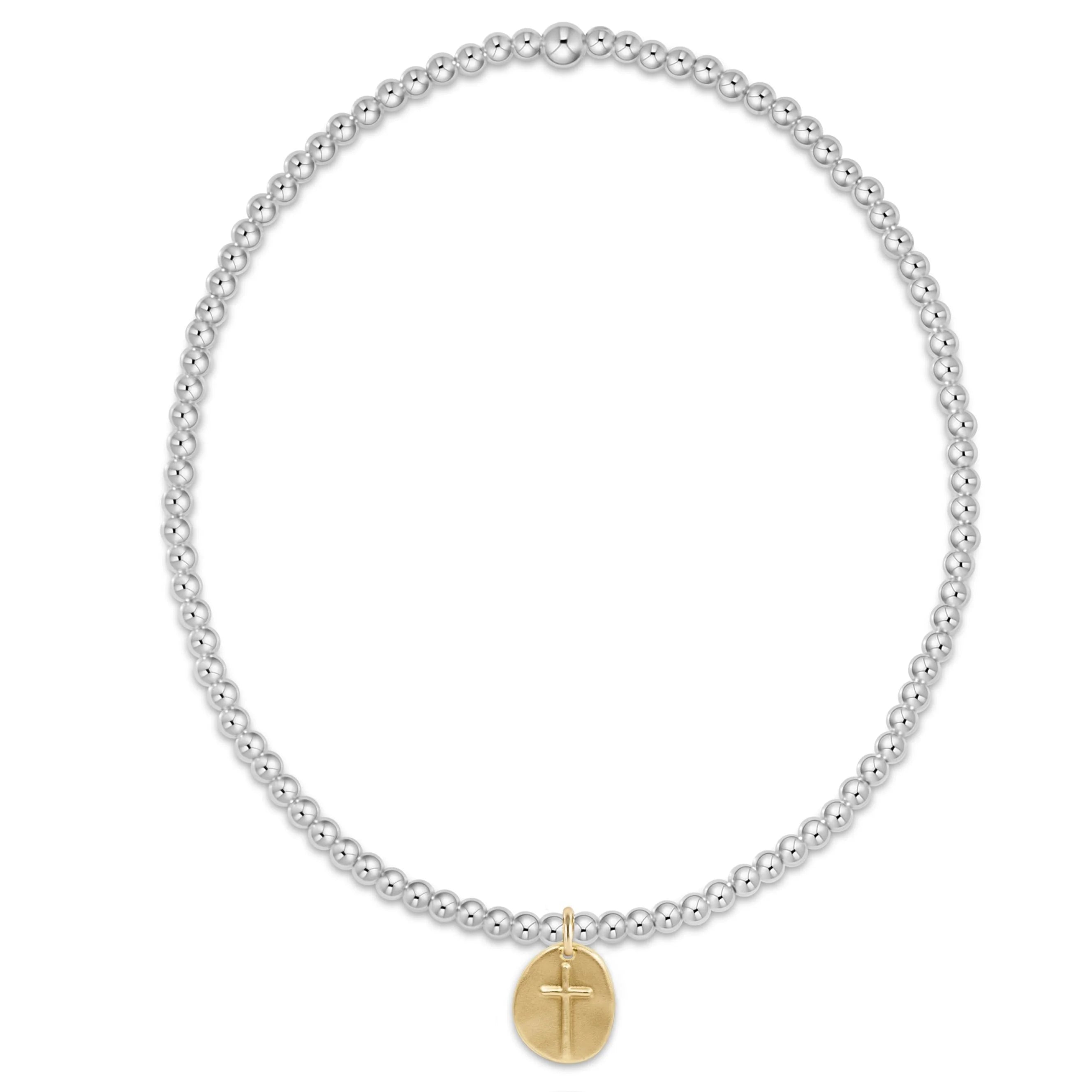 Classic Sterling Bead Bracelet - Inspire Small Gold Charm