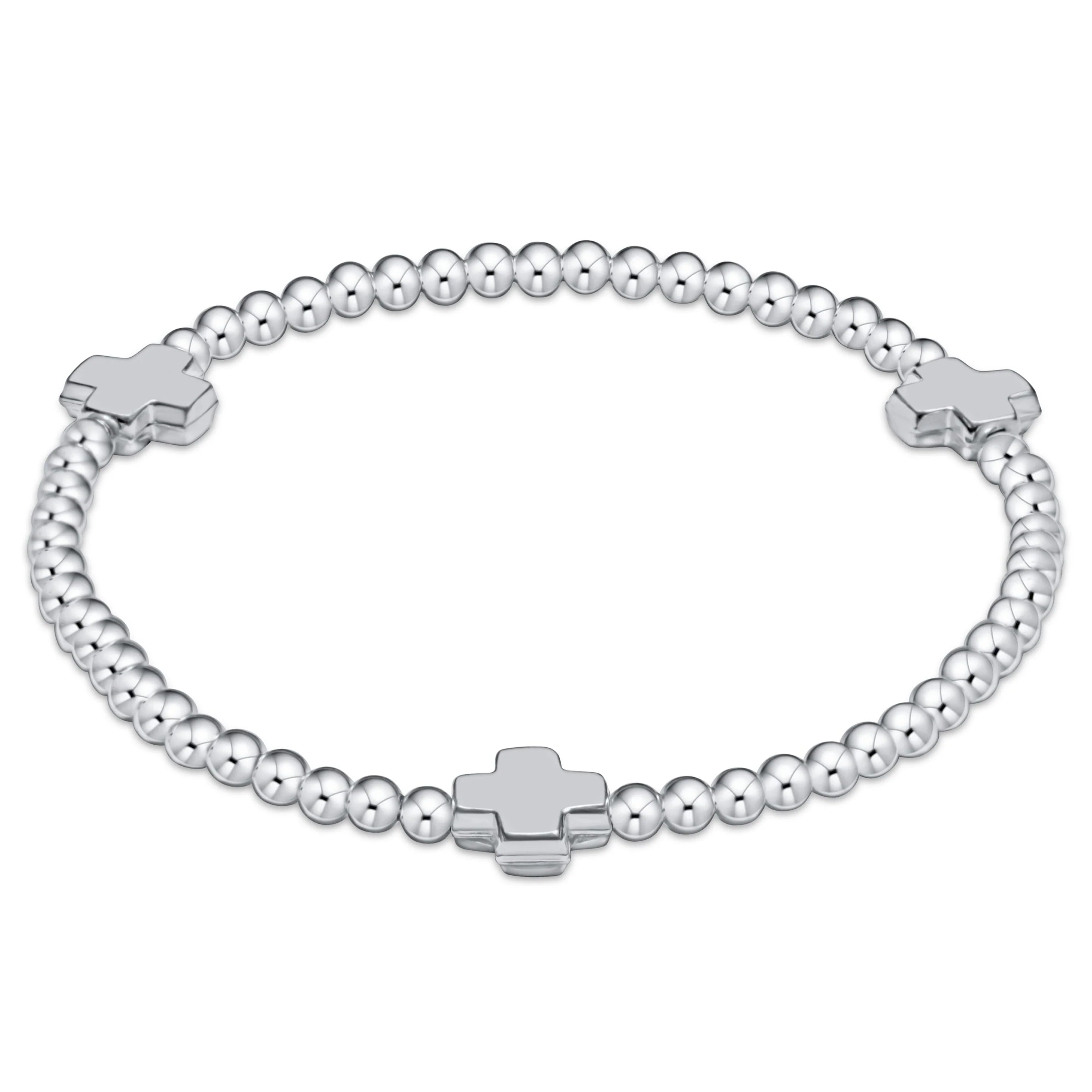 Signature Cross Sterling Pattern 3mm Bead Bracelet