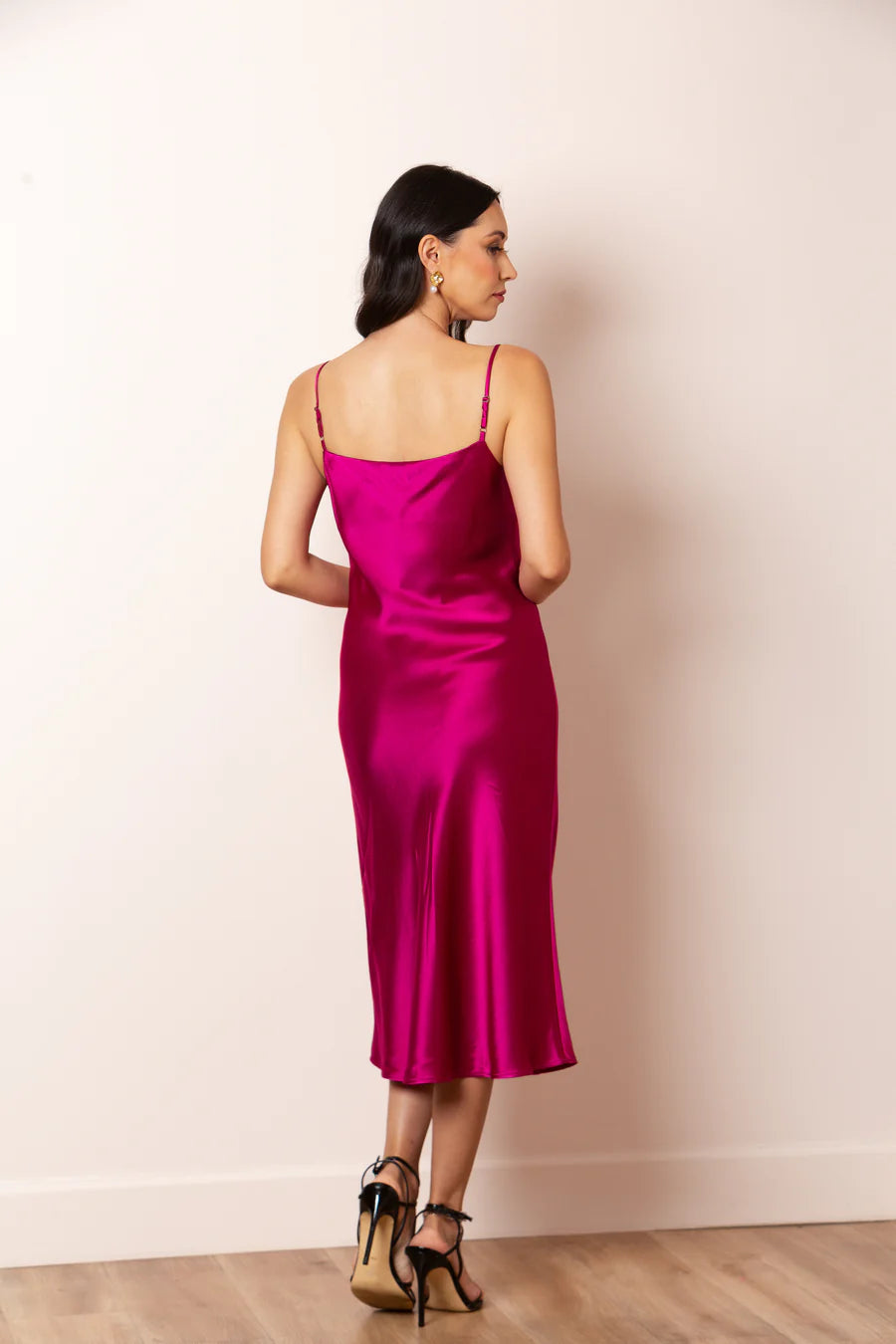 Satin Cowl Neck Dress