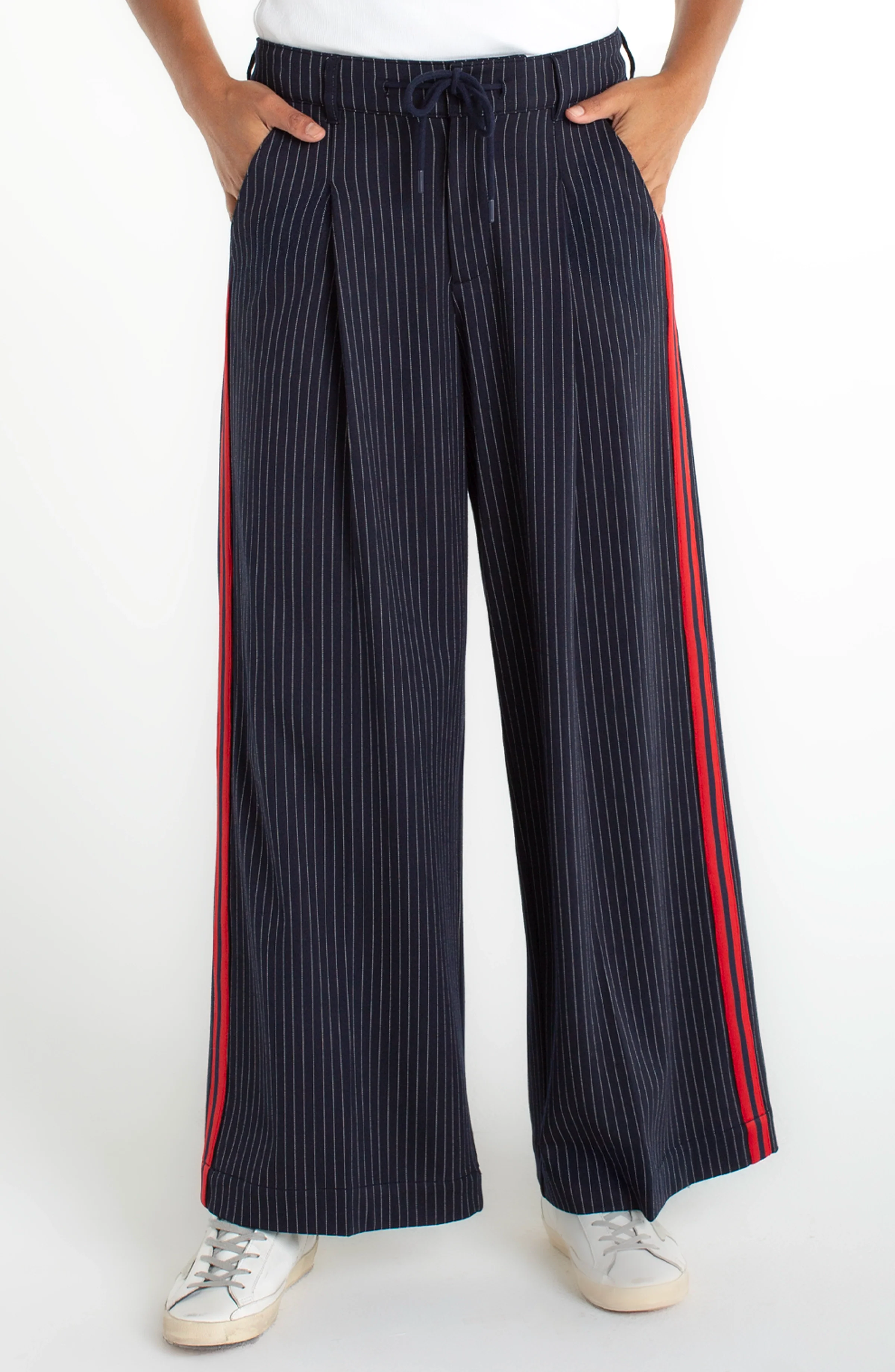 Wide Leg Pleated Trouser w/ Side Stripe- 30" Ins