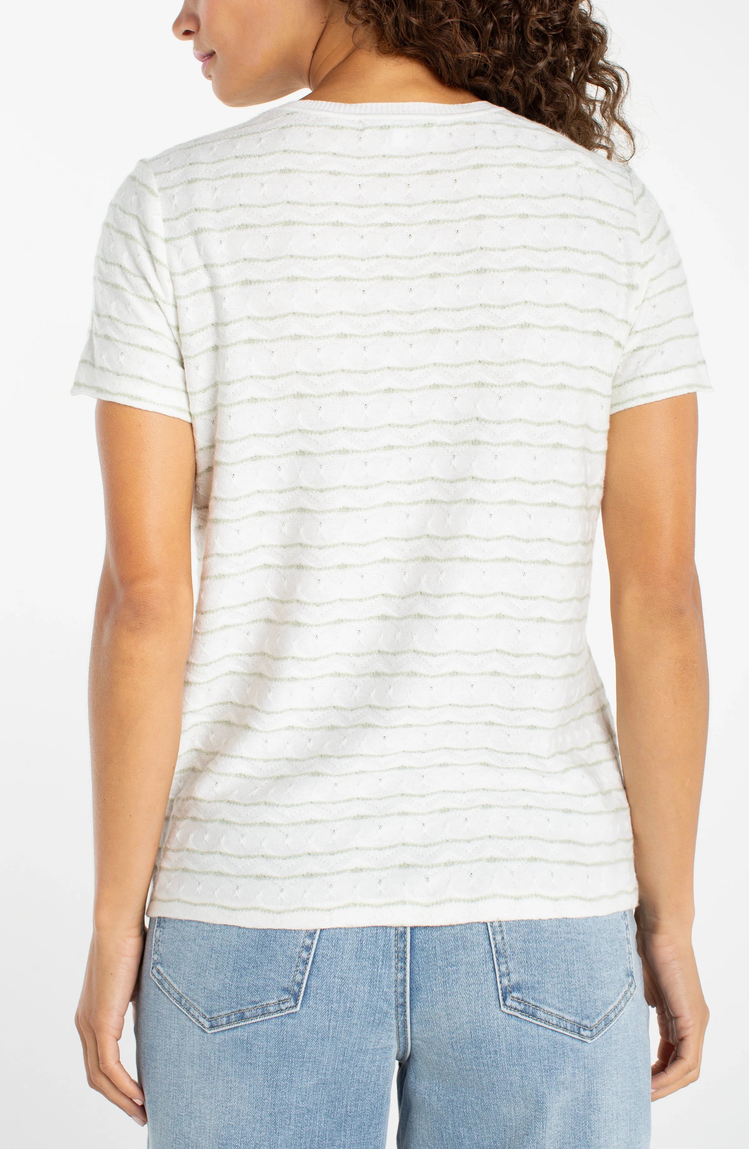 Short Sleeve Crew Neck Knit Tee w/ Rib Trim