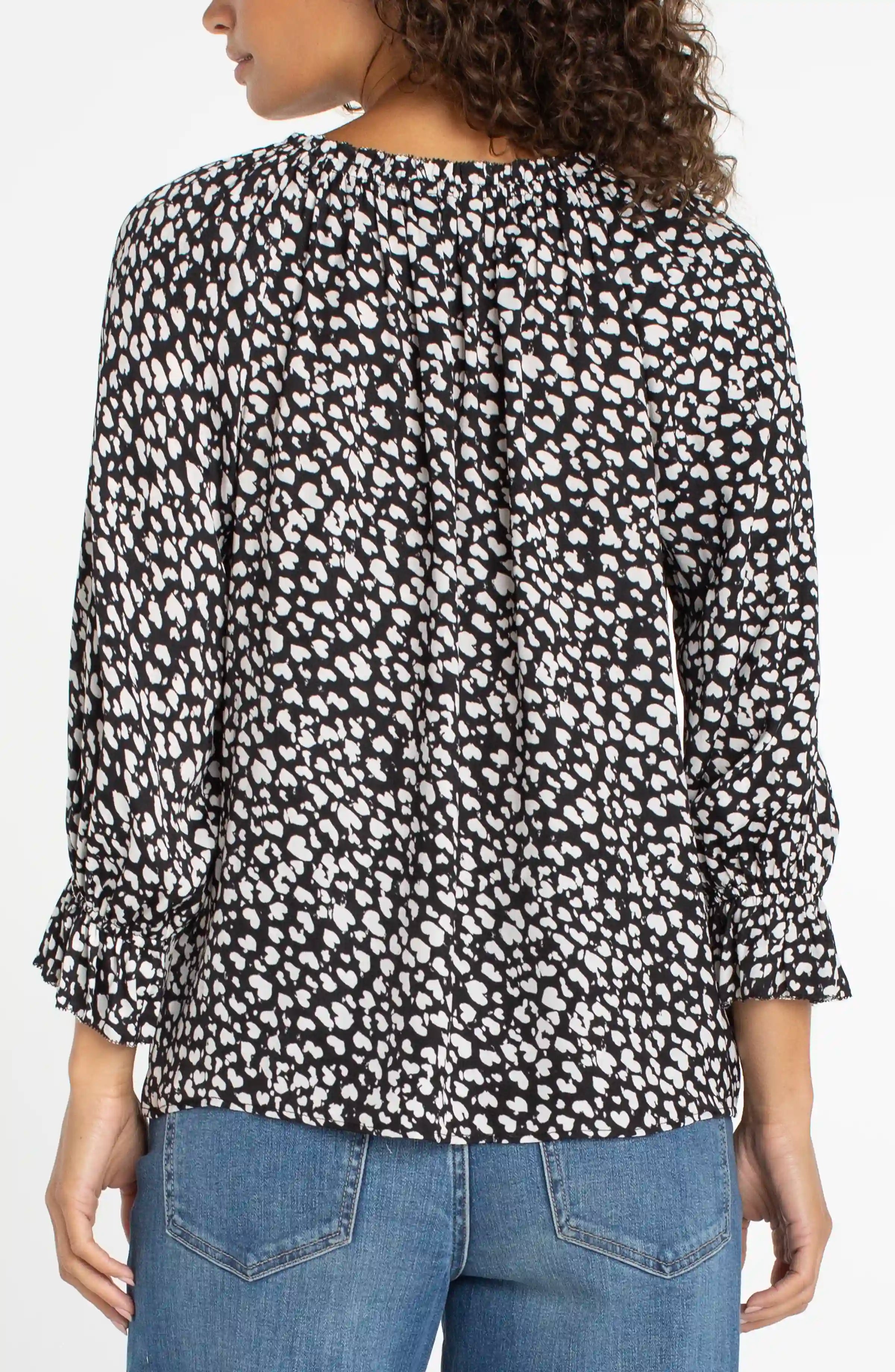 3/4 Sleeve Woven Top w/ Ruffle
