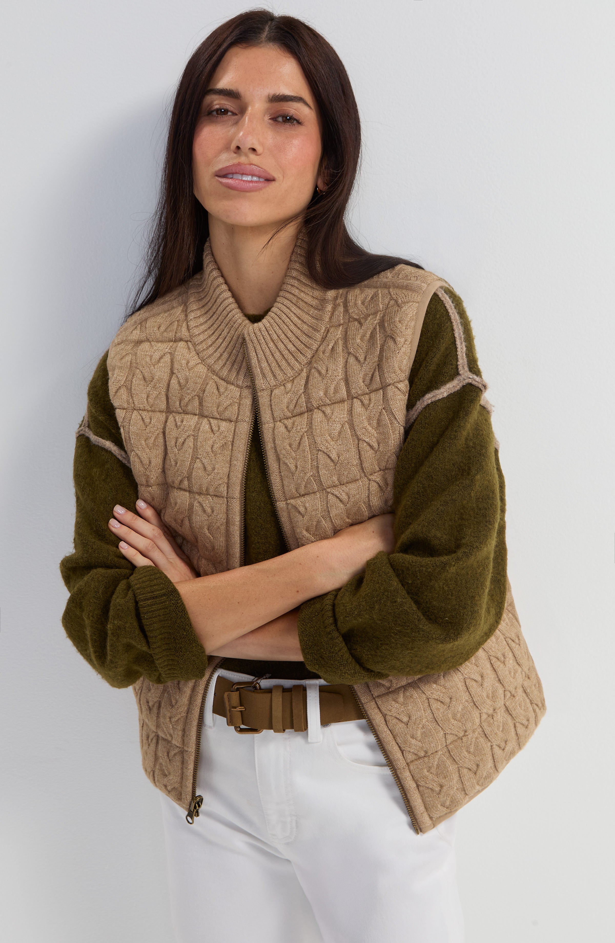 Sleeveless Reversible Zip Front Quilted Sweater Vest
